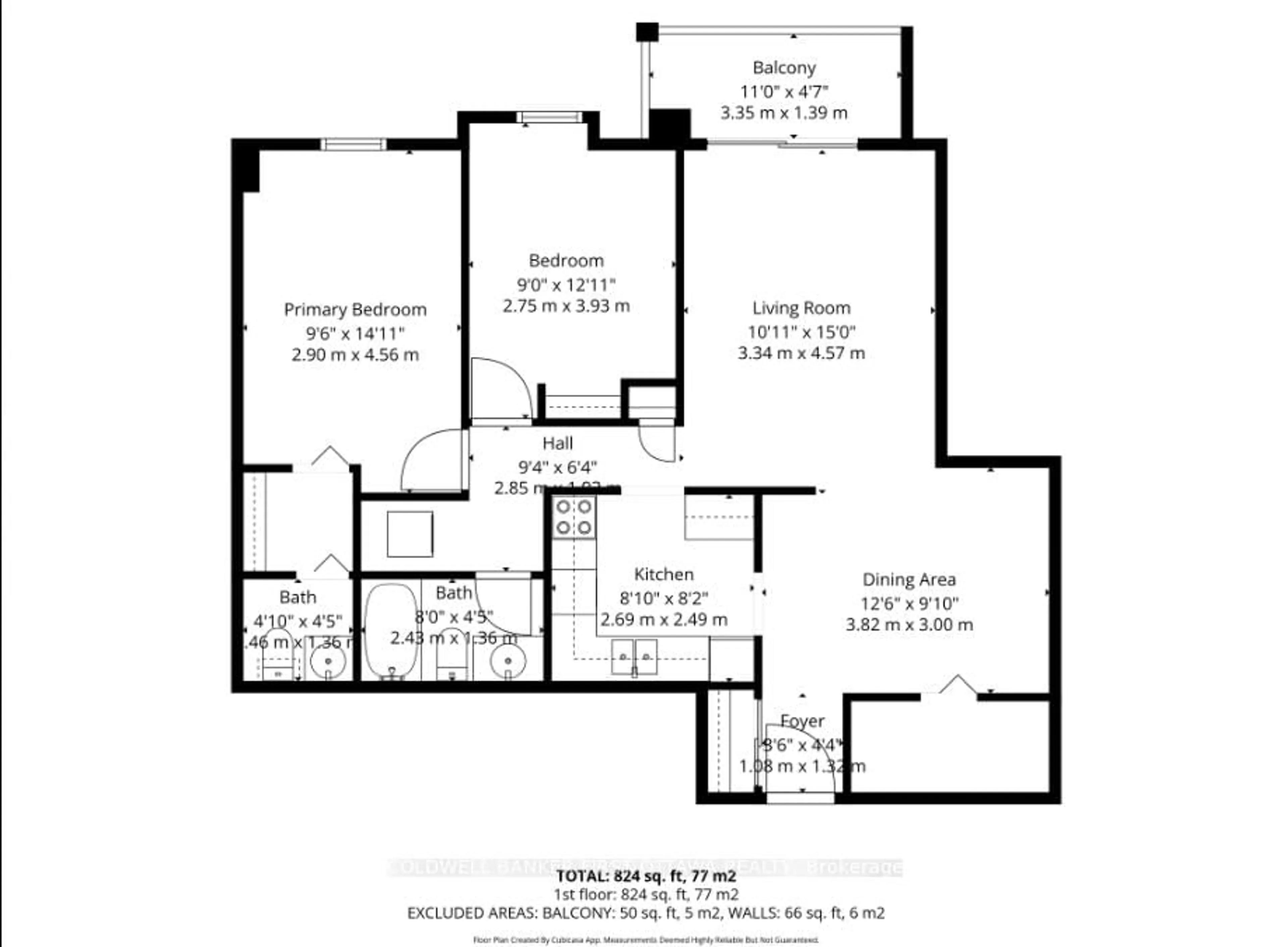 Floor plan for 222 Guigues Ave #402, Ottawa Ontario K1N 5J2