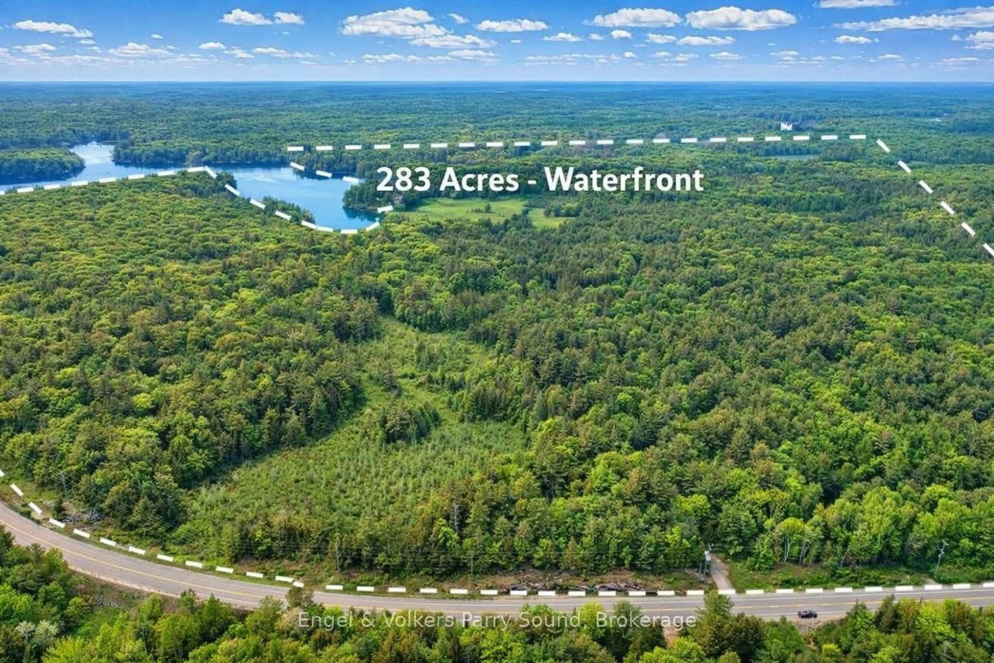 A pic from outside/outdoor area/front of a property/back of a property/a pic from drone, water/lake/river/ocean view for 53 Birdwood Lane, McDougall Ontario P2A 2W7