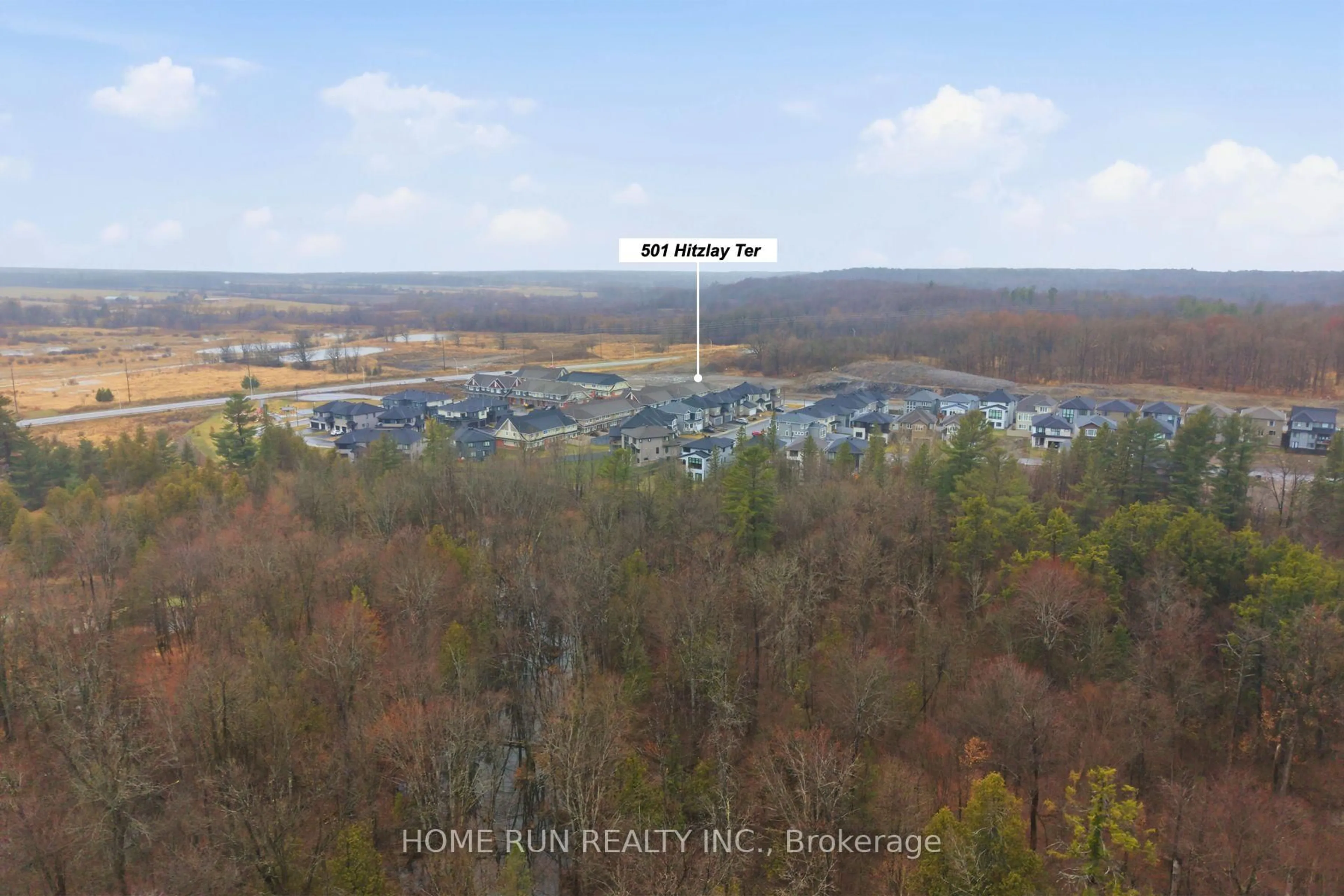 A pic from outside/outdoor area/front of a property/back of a property/a pic from drone, mountain view for 501 Hitzlay Terr, Ottawa Ontario K2T 0R9