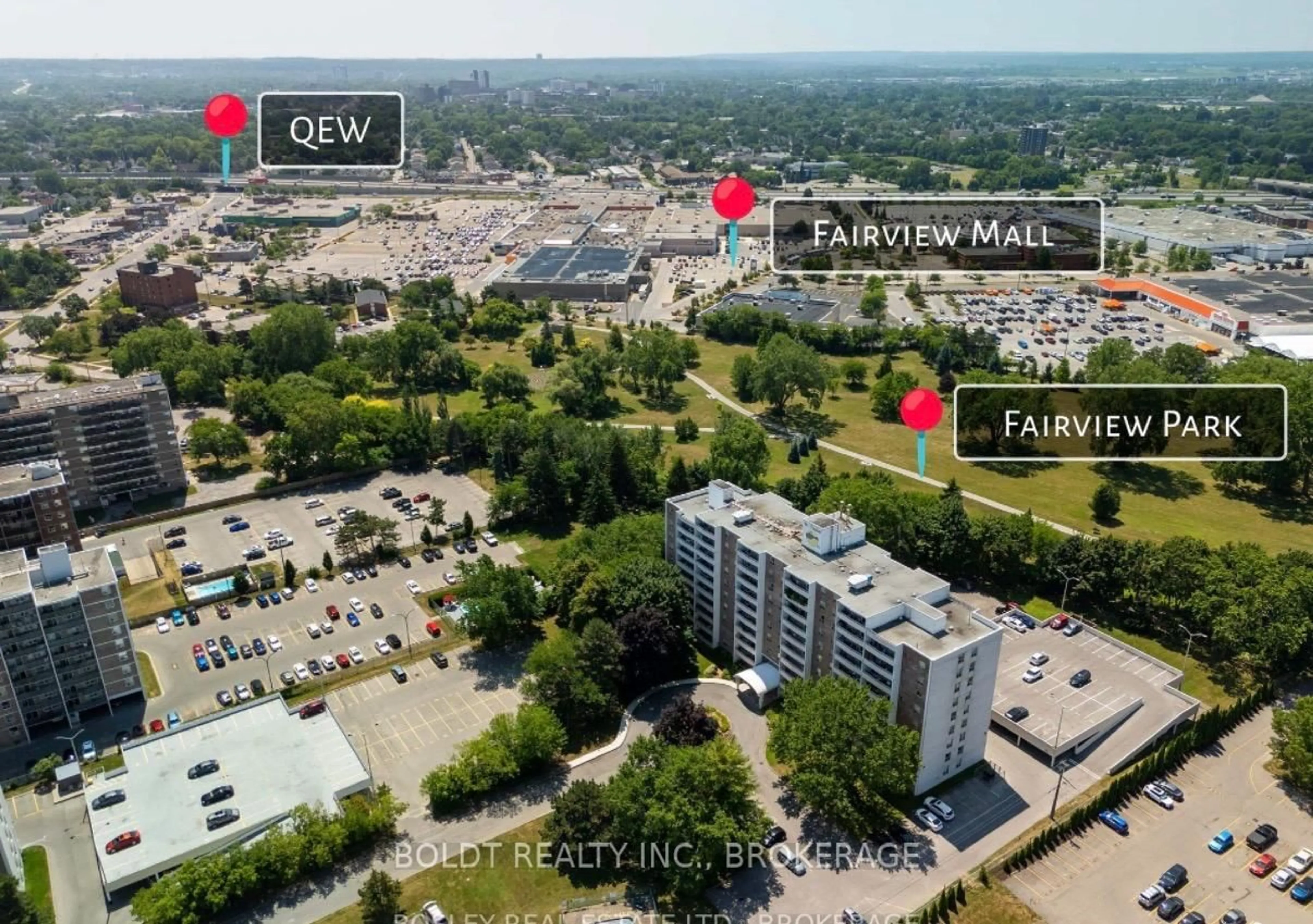 A pic from outside/outdoor area/front of a property/back of a property/a pic from drone, city buildings view from balcony for 365 Geneva St #409, St. Catharines Ontario L2N 5S7