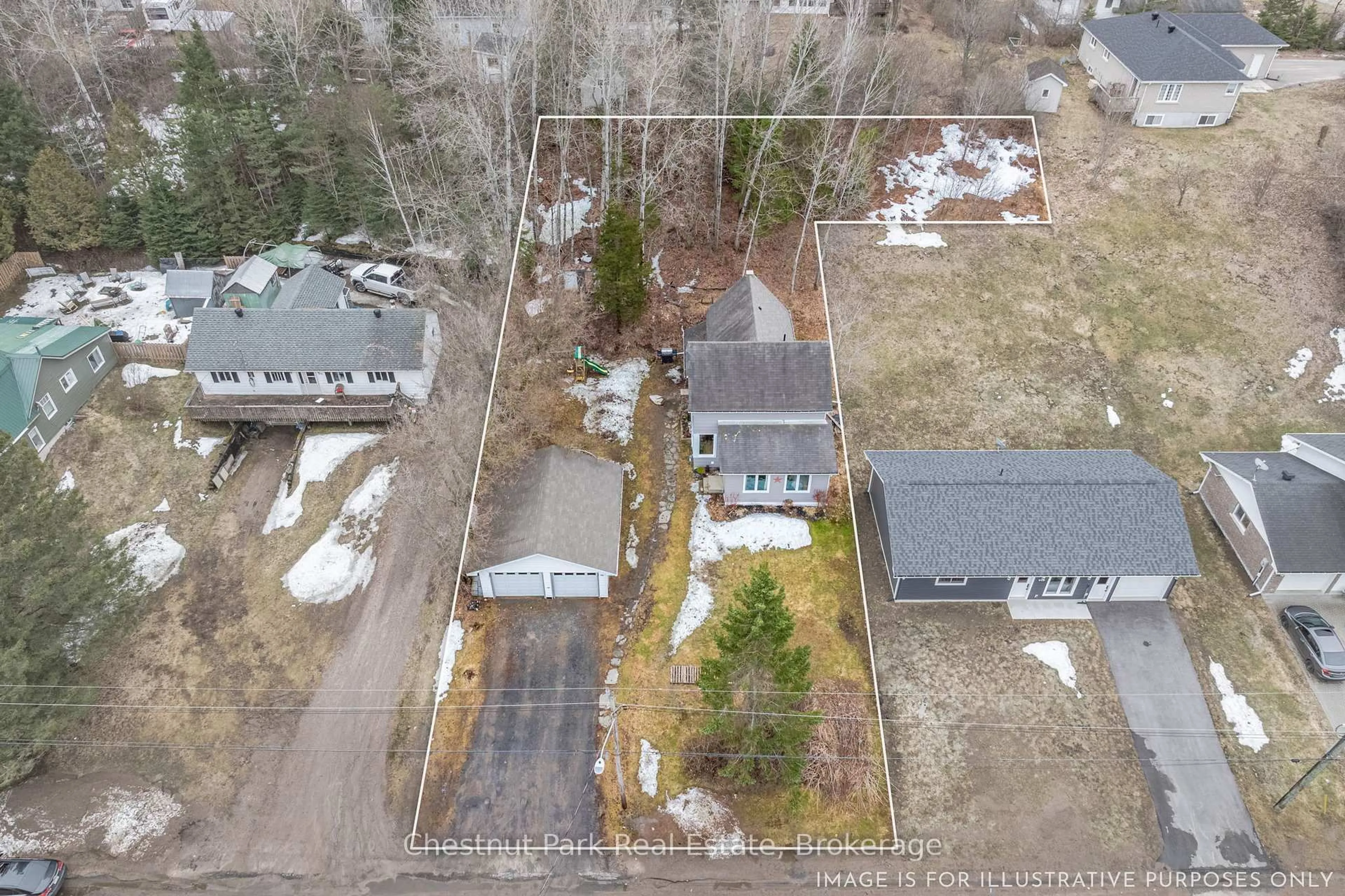 A pic from outside/outdoor area/front of a property/back of a property/a pic from drone, street for 96 James St, Burk's Falls Ontario P0A 1C0