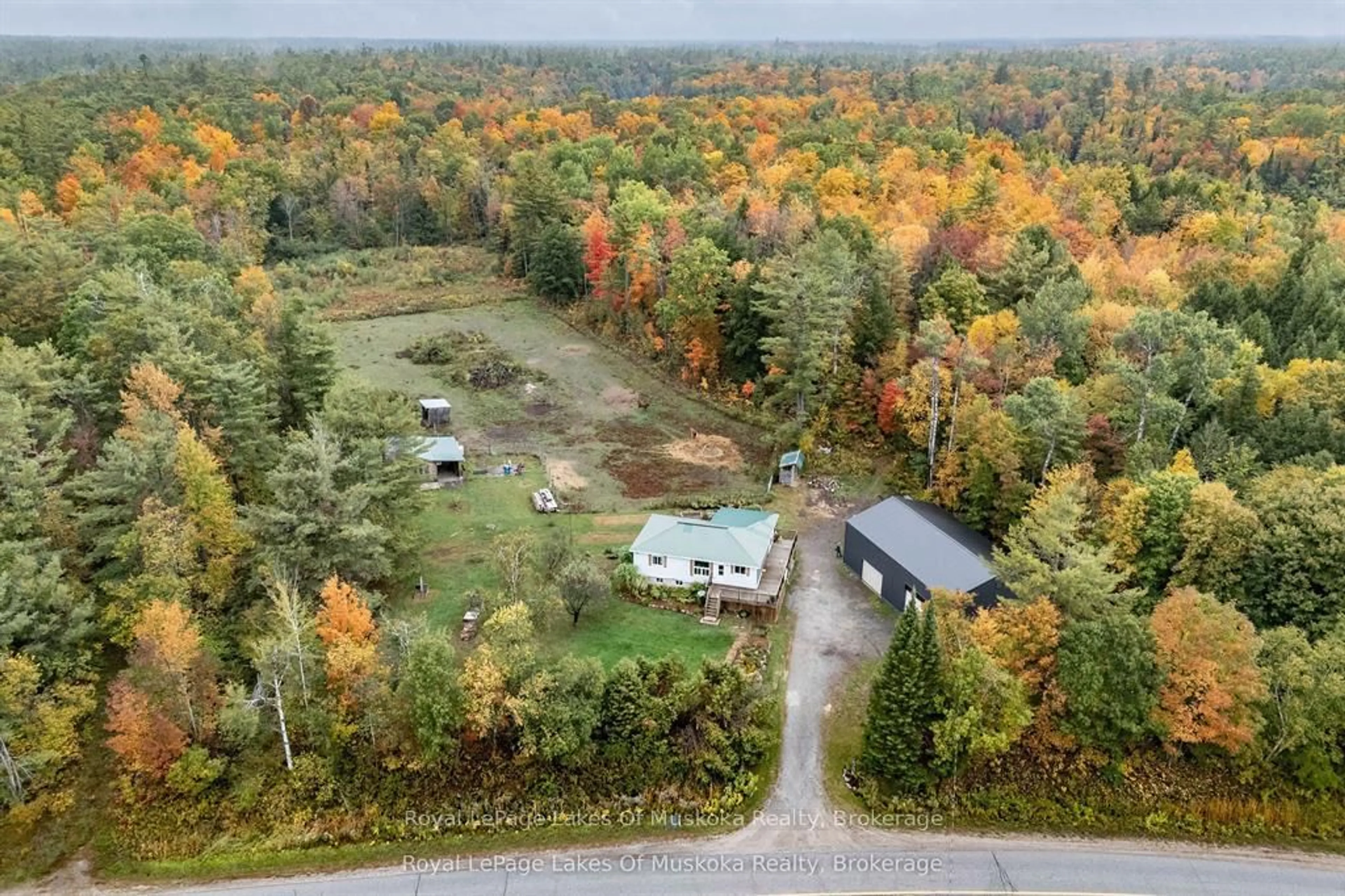 A pic from outside/outdoor area/front of a property/back of a property/a pic from drone, forest/trees view for 1741 Doe Lake Rd, Gravenhurst Ontario P1P 1R3