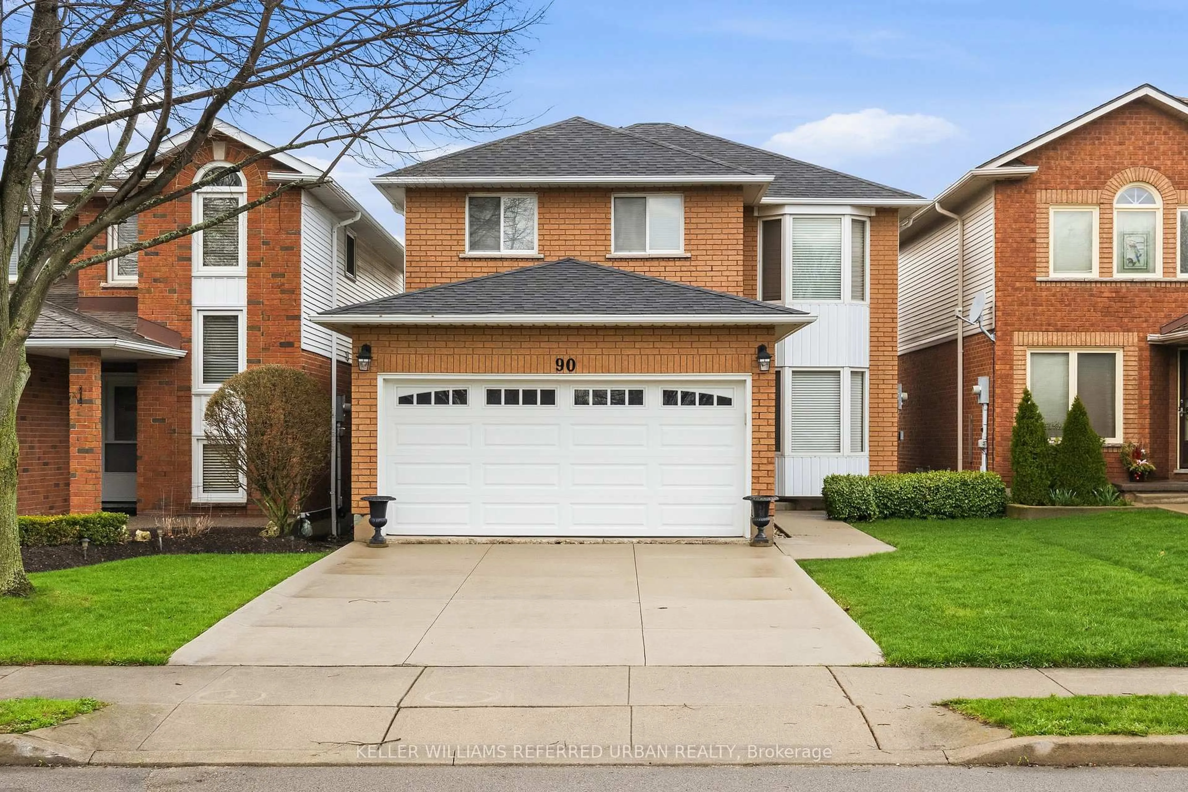 Home with vinyl exterior material, street for 90 Lynette Dr, Hamilton Ontario L9B 2M5