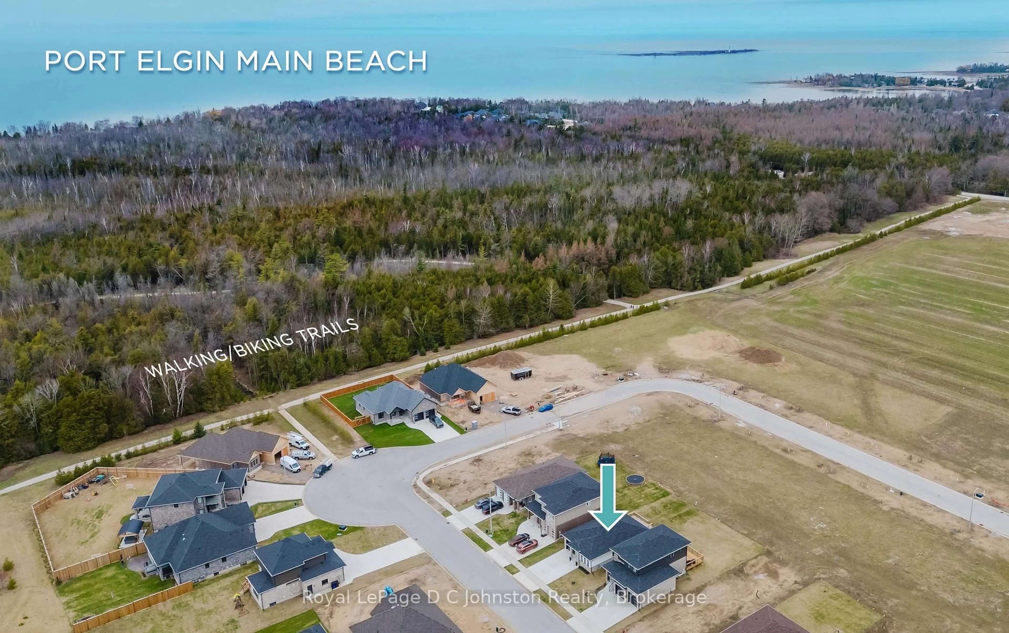 A pic from outside/outdoor area/front of a property/back of a property/a pic from drone, water/lake/river/ocean view for 285 Mary Rose Ave, Saugeen Shores Ontario N0H 2C3