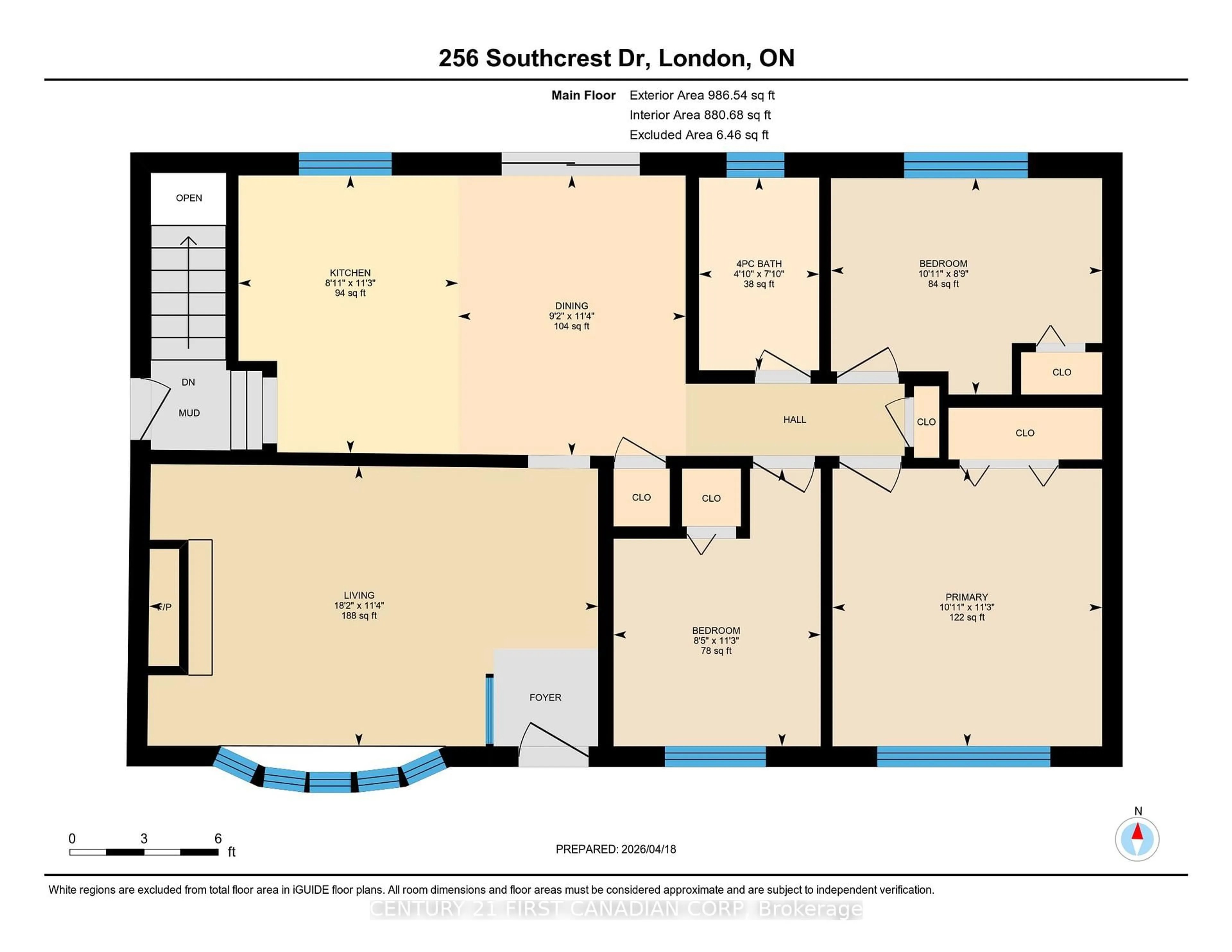 Floor plan for 256 Southcrest Dr, London South Ontario N6J 1N1