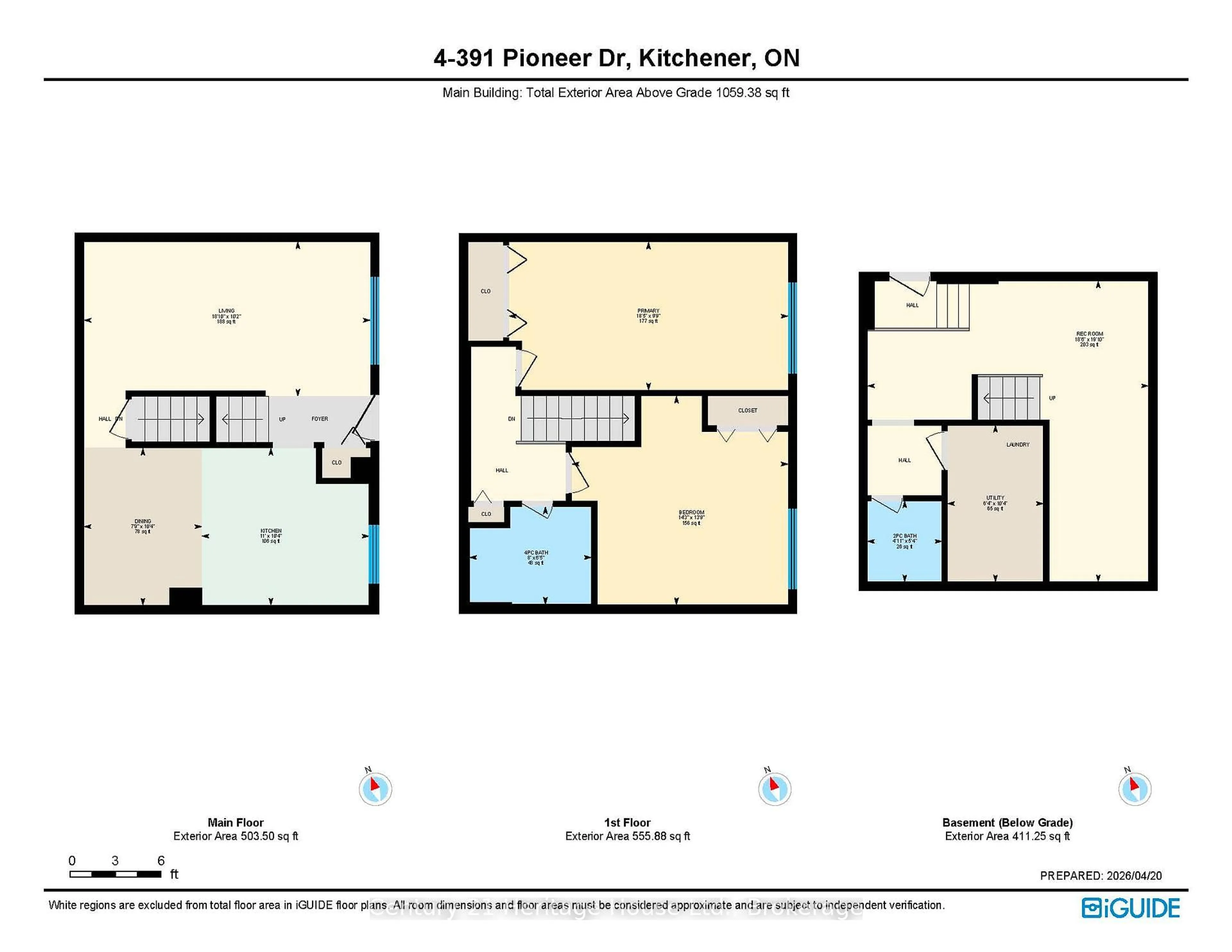 Floor plan for 391 Pioneer Dr #4, Kitchener Ontario N2P 1L8