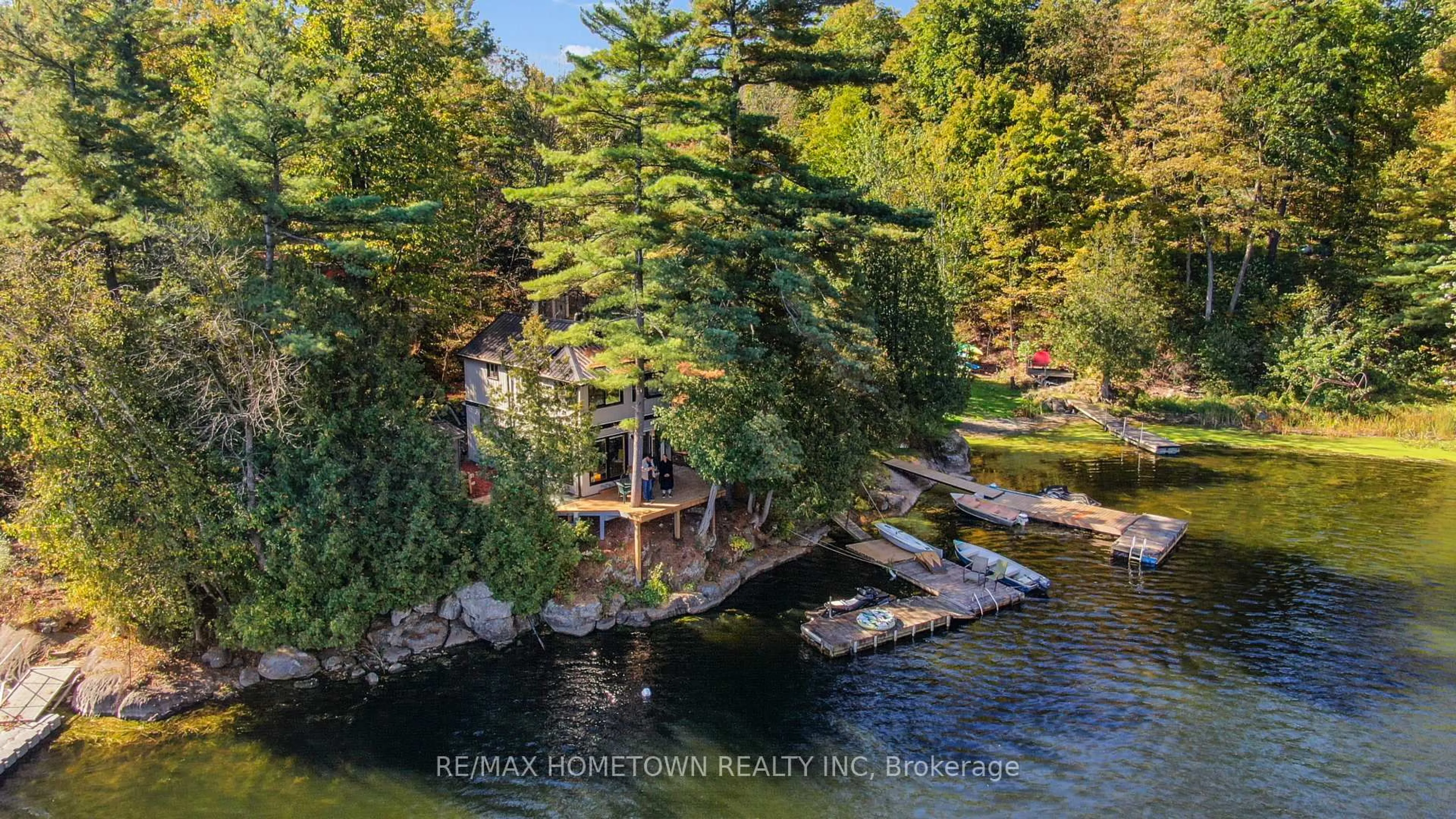 A pic from outside/outdoor area/front of a property/back of a property/a pic from drone, water/lake/river/ocean view for 961 Narrows Lane, Leeds and the Thousand Islands Ontario K0E 1N0