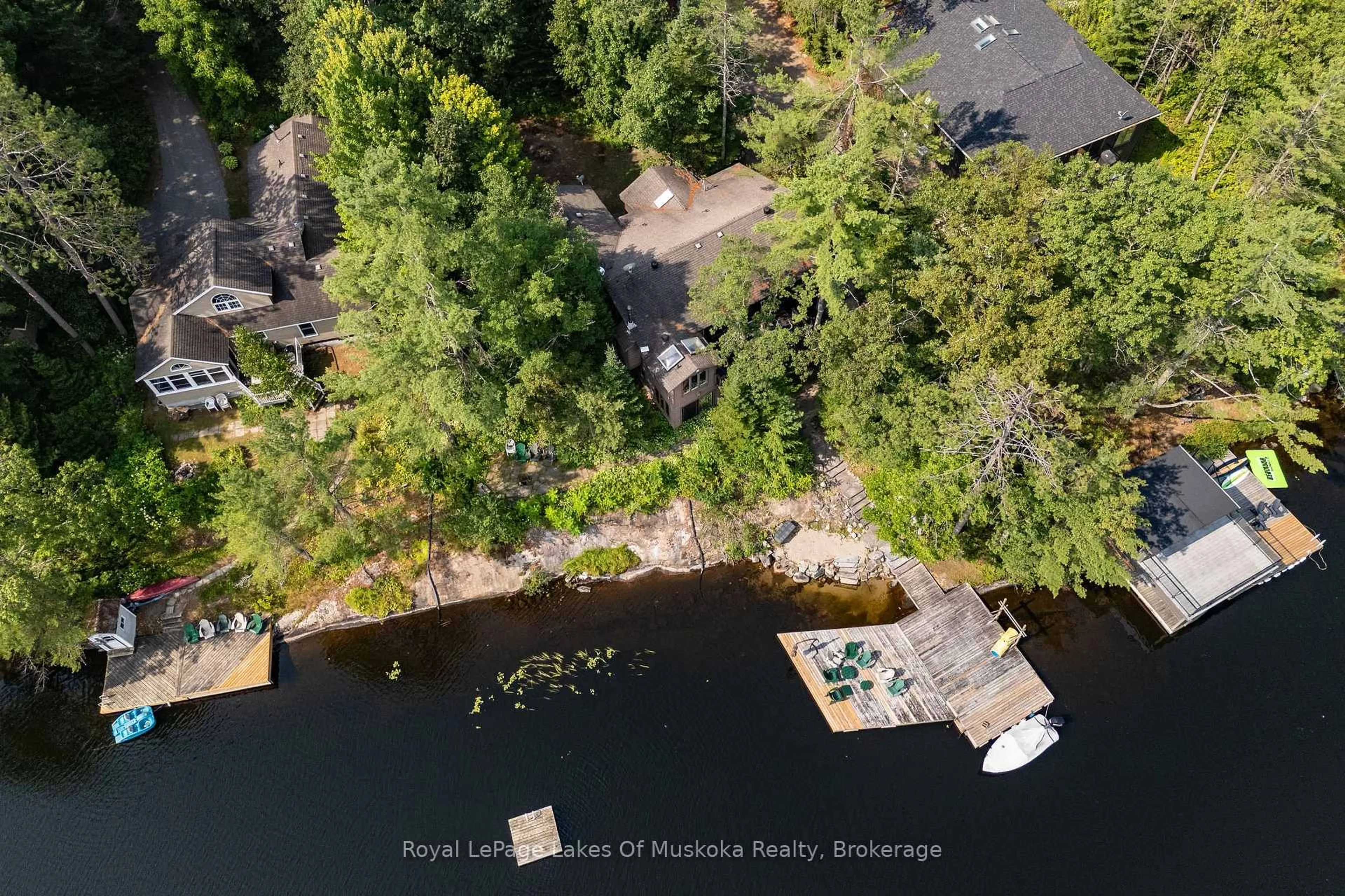 A pic from outside/outdoor area/front of a property/back of a property/a pic from drone, water/lake/river/ocean view for 51 Pinetree Rd, Gravenhurst Ontario P1P 1R2