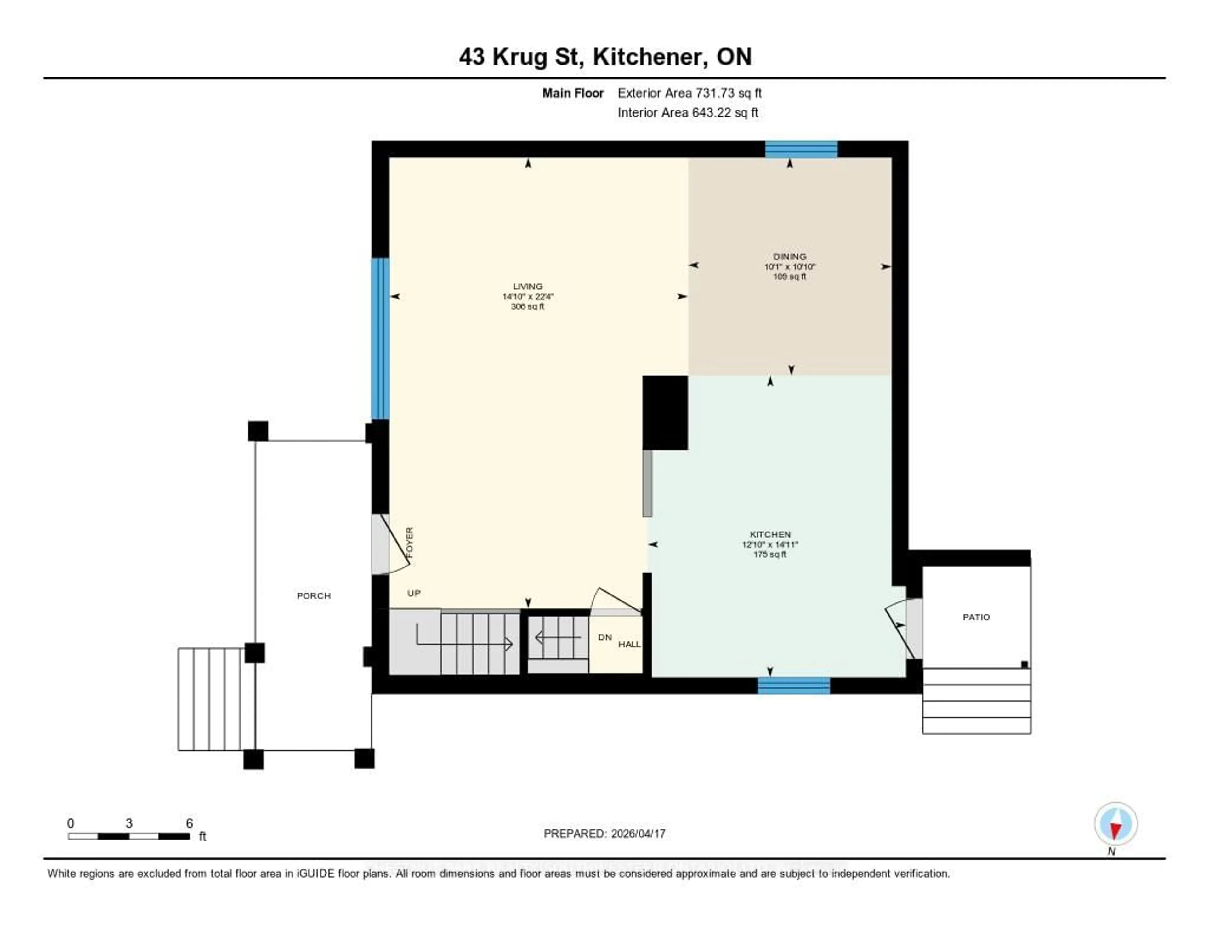 Floor plan for 43 Krug St, Kitchener Ontario N2H 2X5