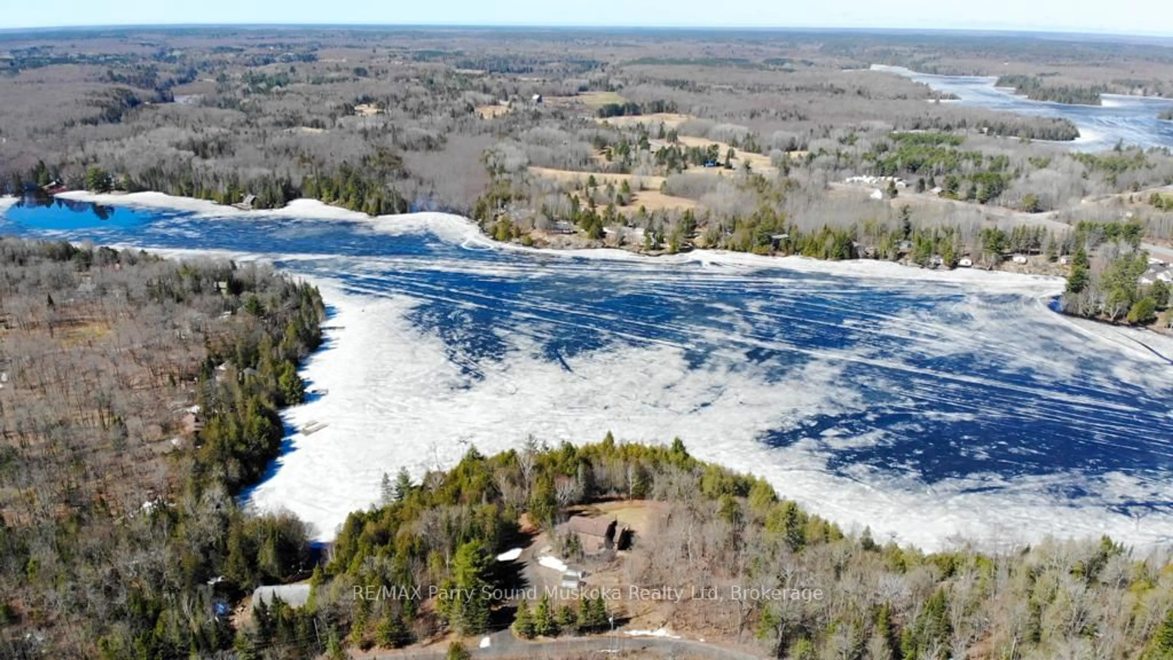 A pic from outside/outdoor area/front of a property/back of a property/a pic from drone, water/lake/river/ocean view for 57 Quinn Rd, Whitestone Ontario P0A 1G0