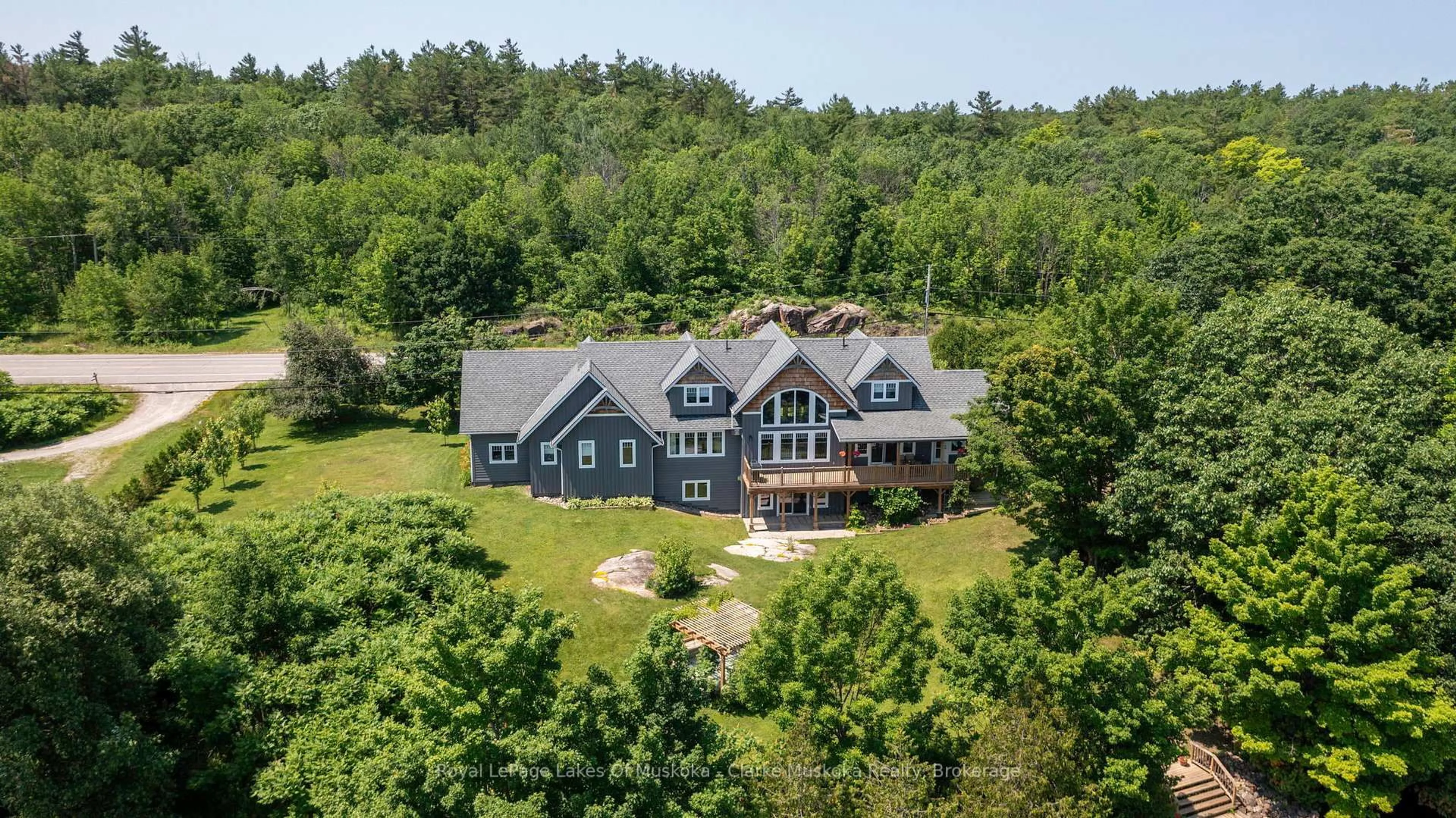 A pic from outside/outdoor area/front of a property/back of a property/a pic from drone, unknown for 202 Whites Falls Rd, Georgian Bay Ontario L0K 1S0