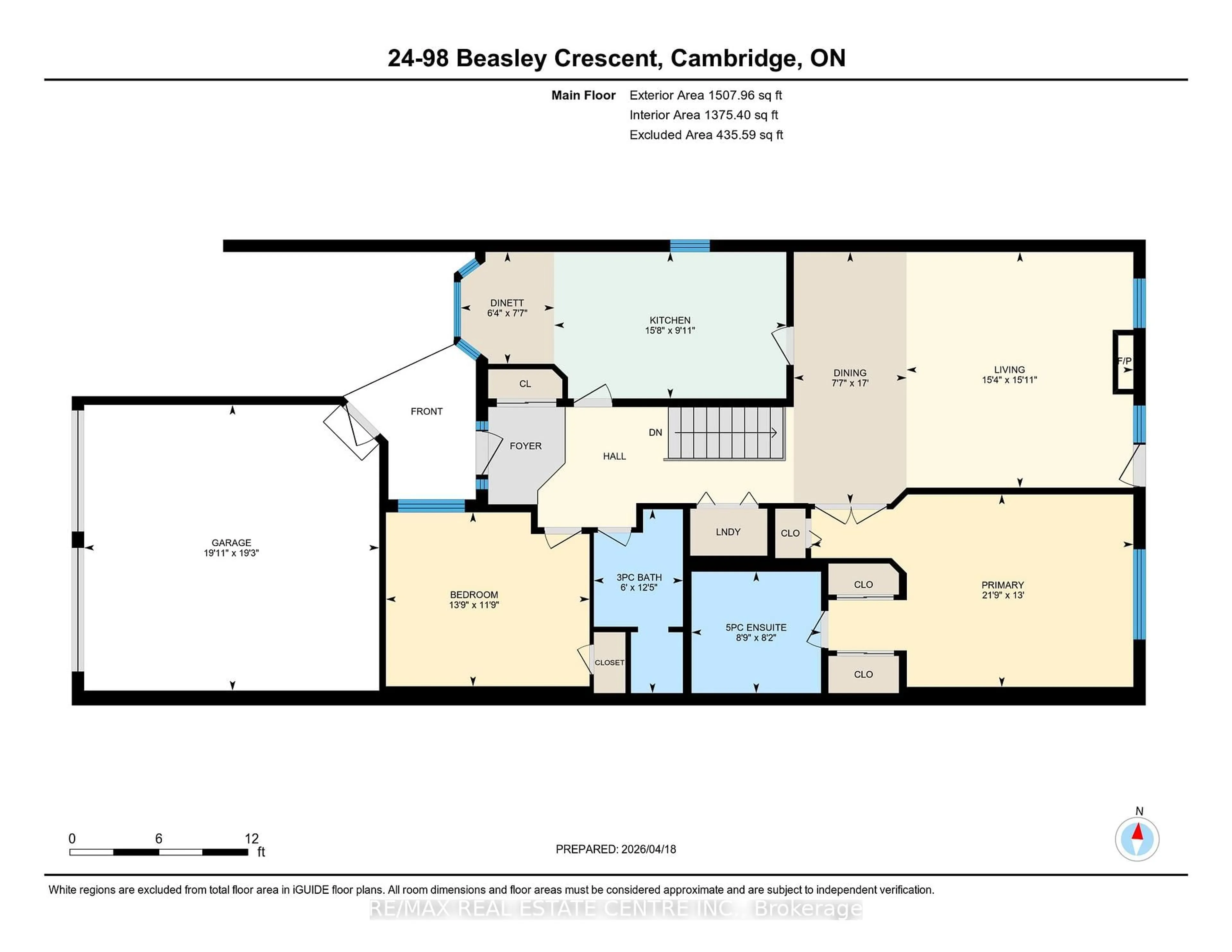 Floor plan for 98 Beasley Cres, Cambridge Ontario N1T 1T5