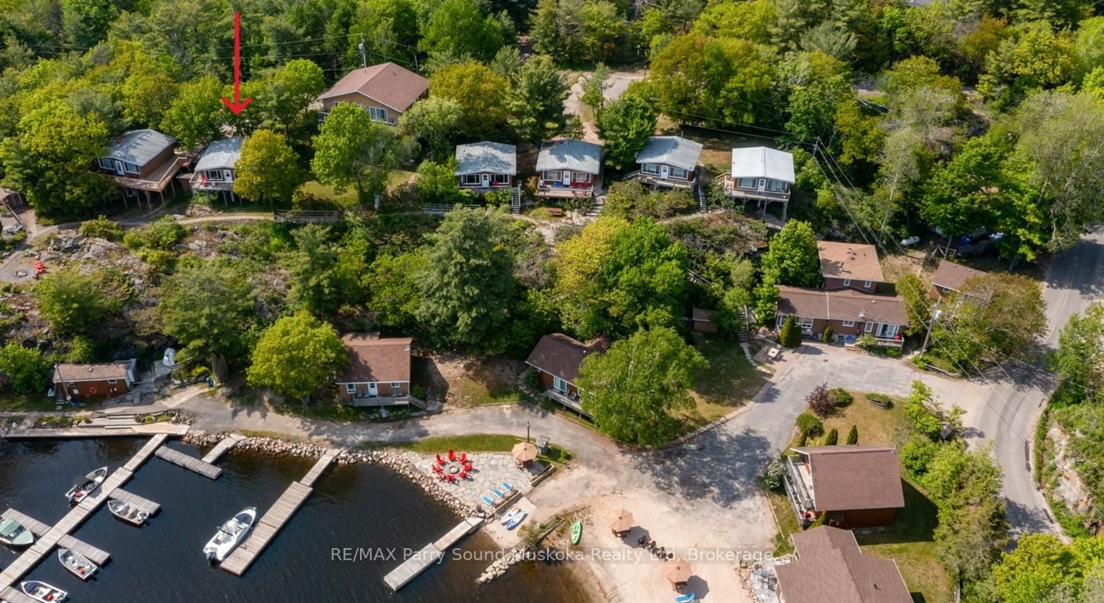 A pic from outside/outdoor area/front of a property/back of a property/a pic from drone, water/lake/river/ocean view for 111 North Shore Rd #5, The Archipelago Ontario P0G 1K0