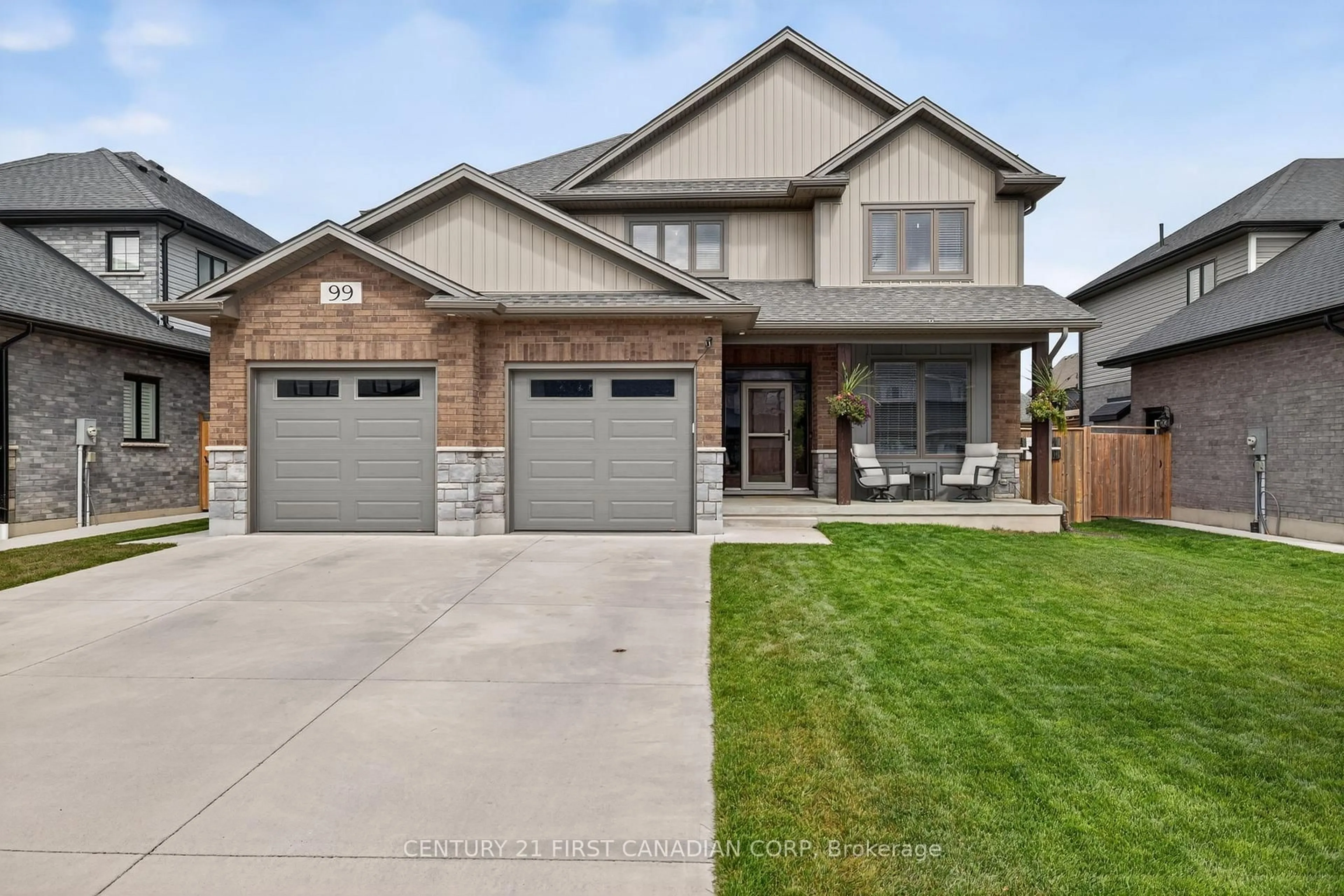 Home with brick exterior material, street for 99 Thames Springs Cres, Zorra Ontario N0M 2M0