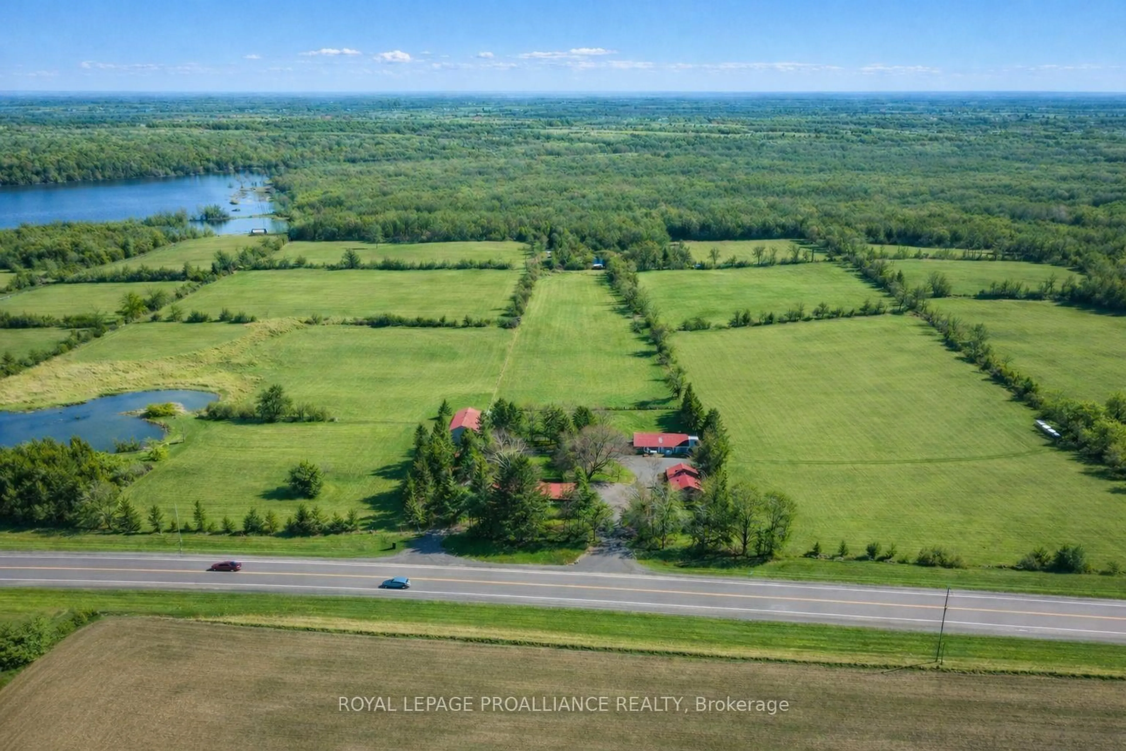 A pic from outside/outdoor area/front of a property/back of a property/a pic from drone, water/lake/river/ocean view for 2370 Highway 37, Belleville Ontario K0K 2V0