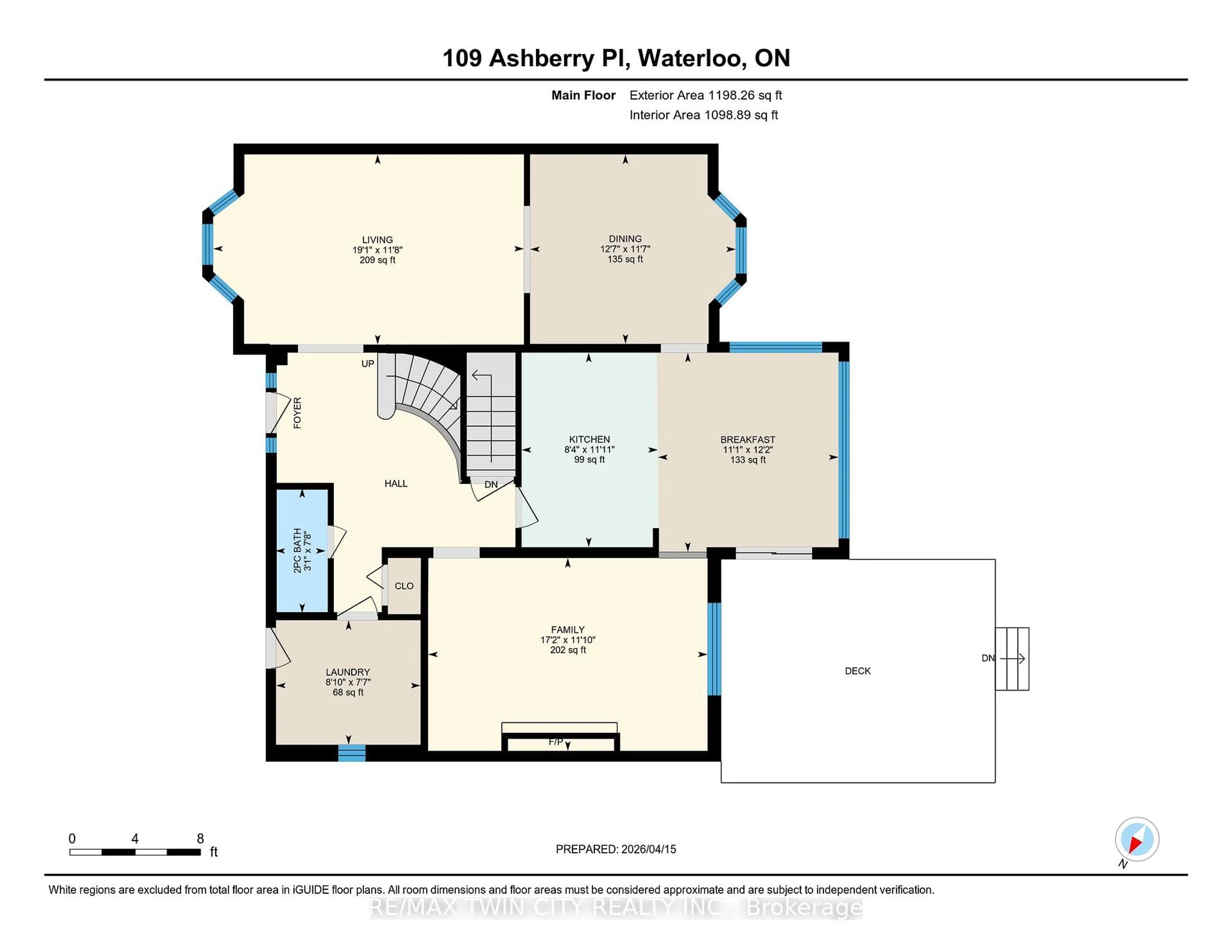 Floor plan for 109 Ashberry Pl, Waterloo Ontario N2T 1G8