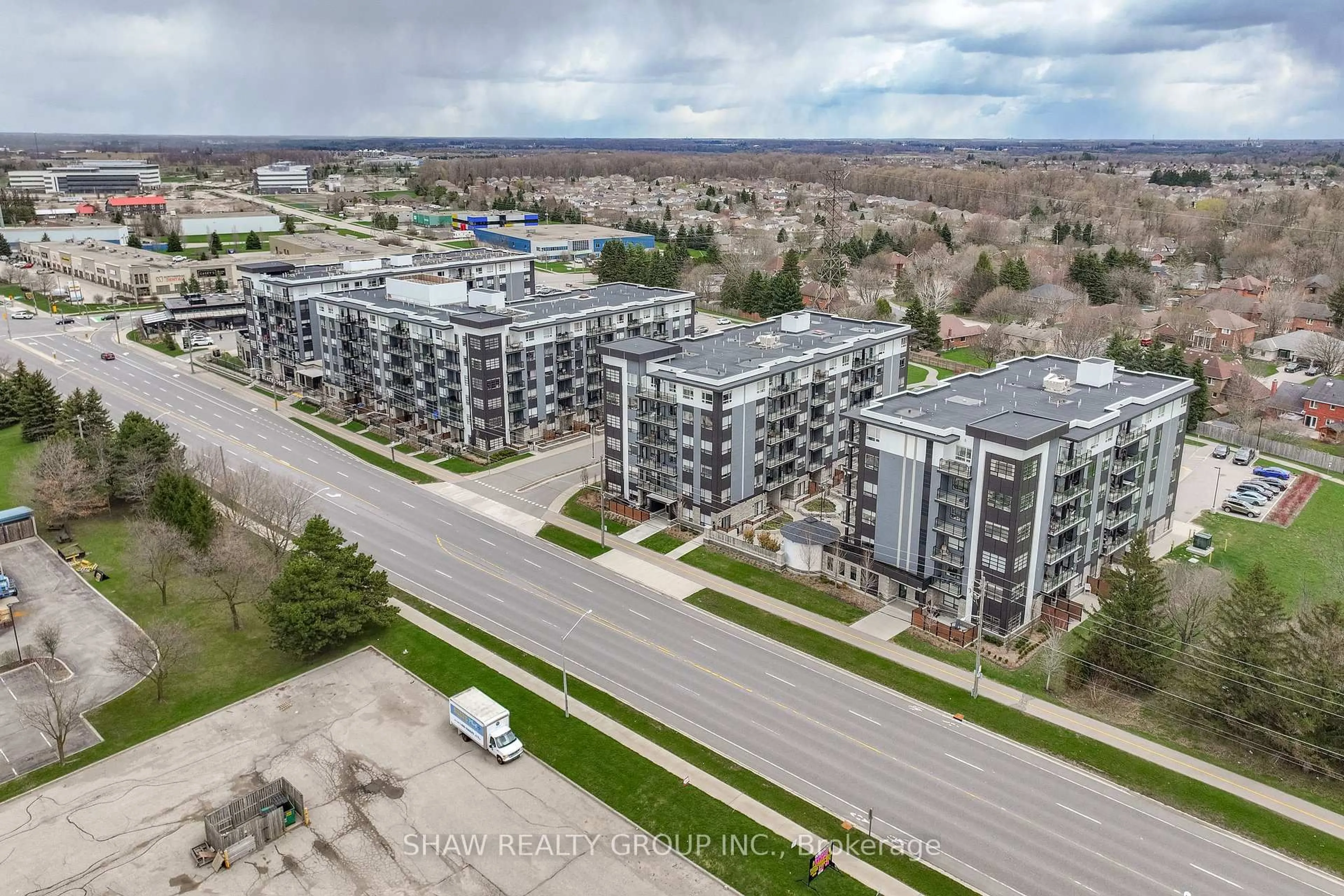 A pic from outside/outdoor area/front of a property/back of a property/a pic from drone, city buildings view from balcony for 247 Northfield Dr #601, Waterloo Ontario N2K 0H1
