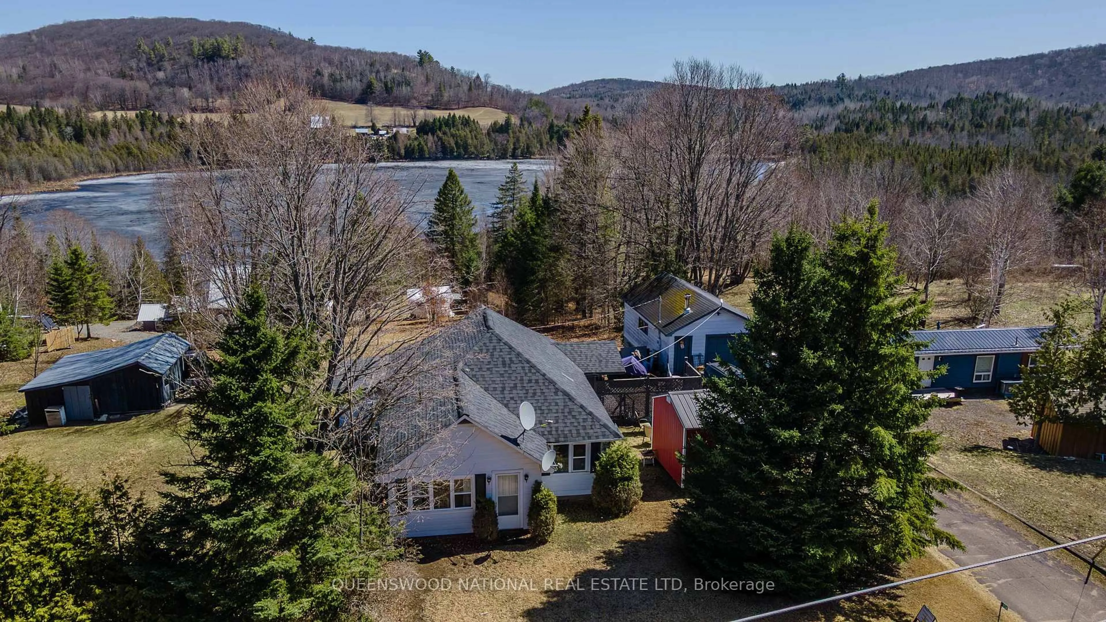 A pic from outside/outdoor area/front of a property/back of a property/a pic from drone, water/lake/river/ocean view for 954 Schutt Rd, Palmer Rapids Ontario K0J 2E0