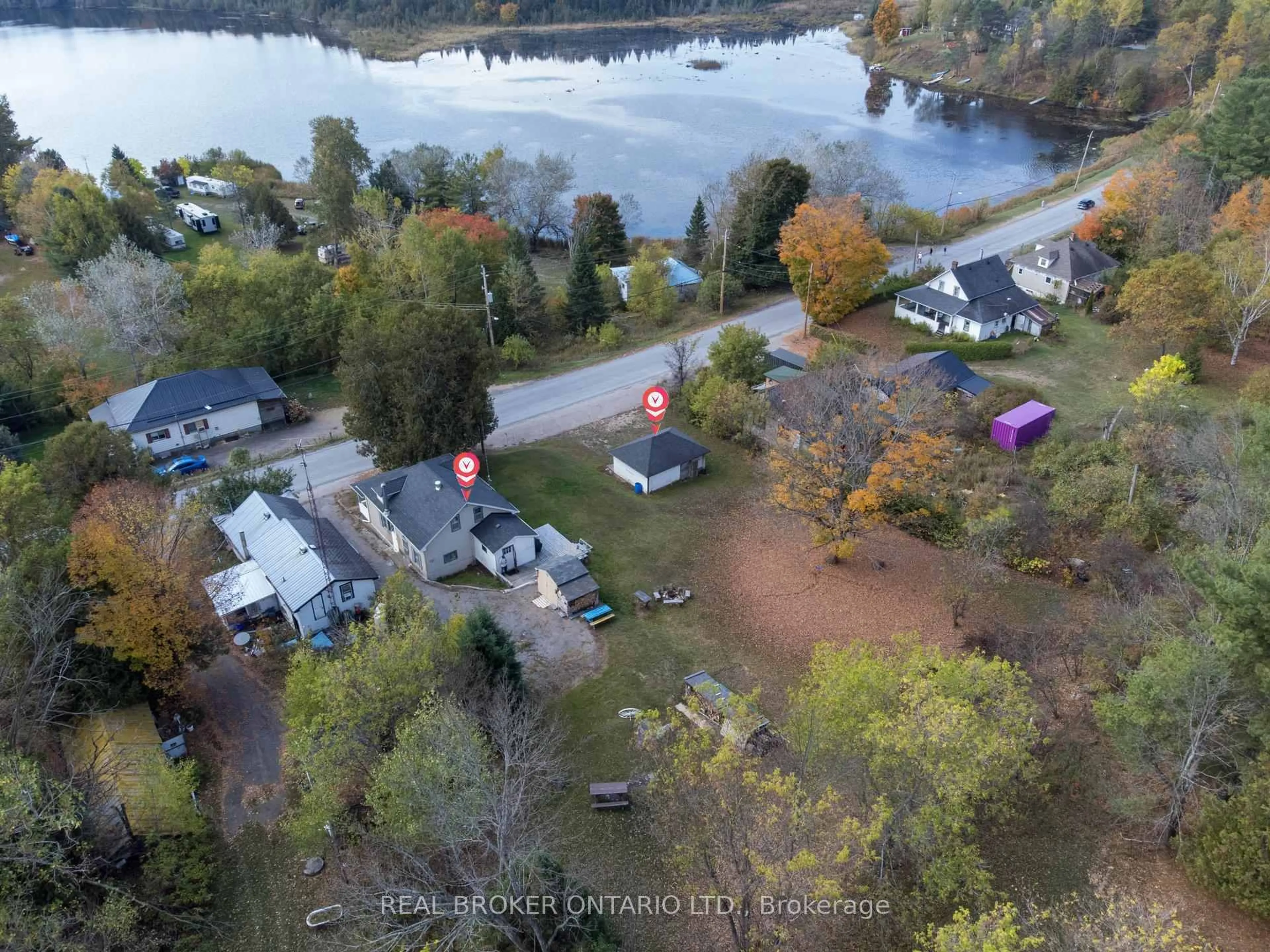 A pic from outside/outdoor area/front of a property/back of a property/a pic from drone, water/lake/river/ocean view for 79 & 85 Bridge St, Denbigh Ontario K0H 1L0