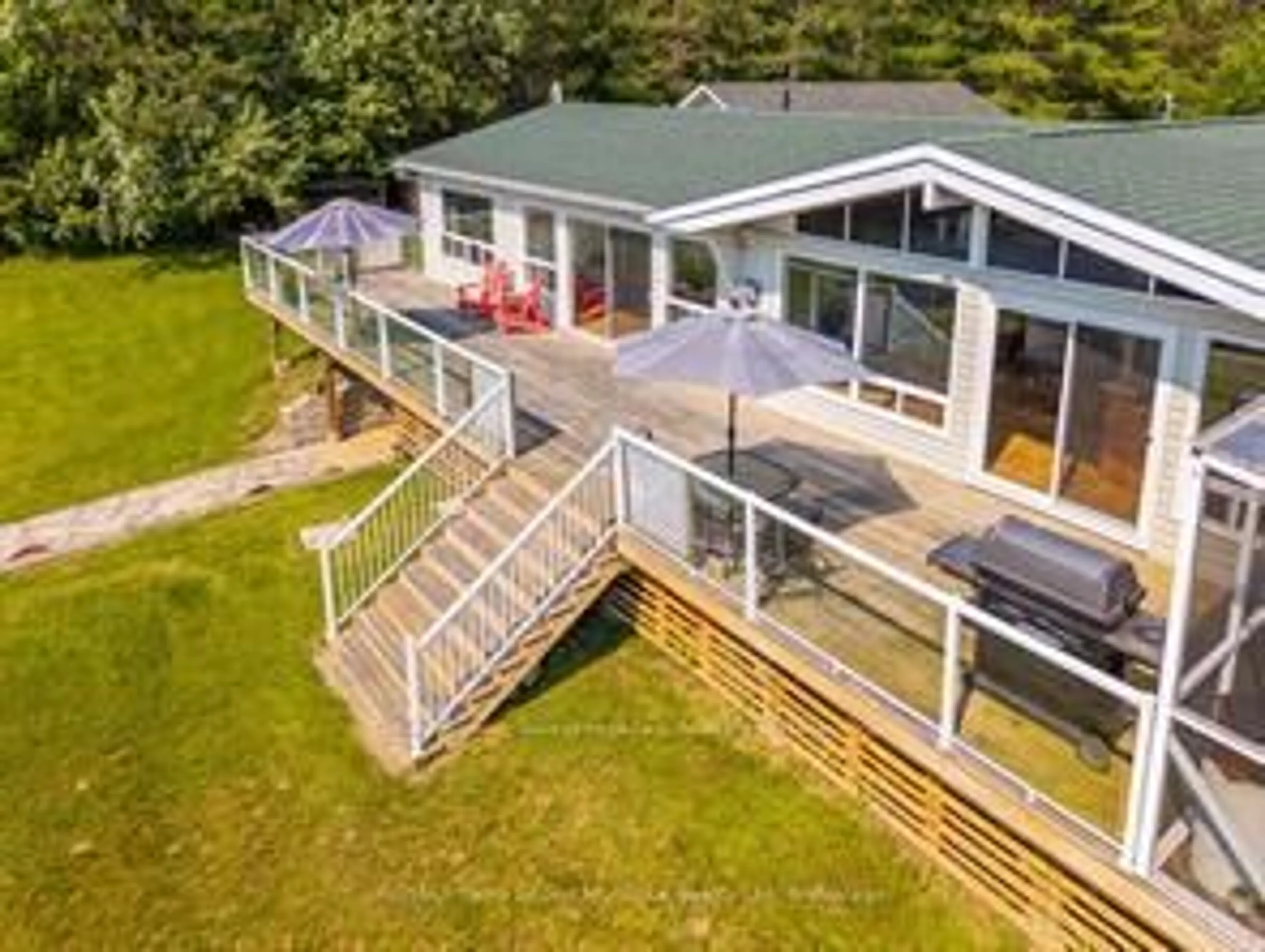 A pic from outside/outdoor area/front of a property/back of a property/a pic from drone, water/lake/river/ocean view for 97 Gibson Bay Rd, Whitestone Ontario P0A 1G0
