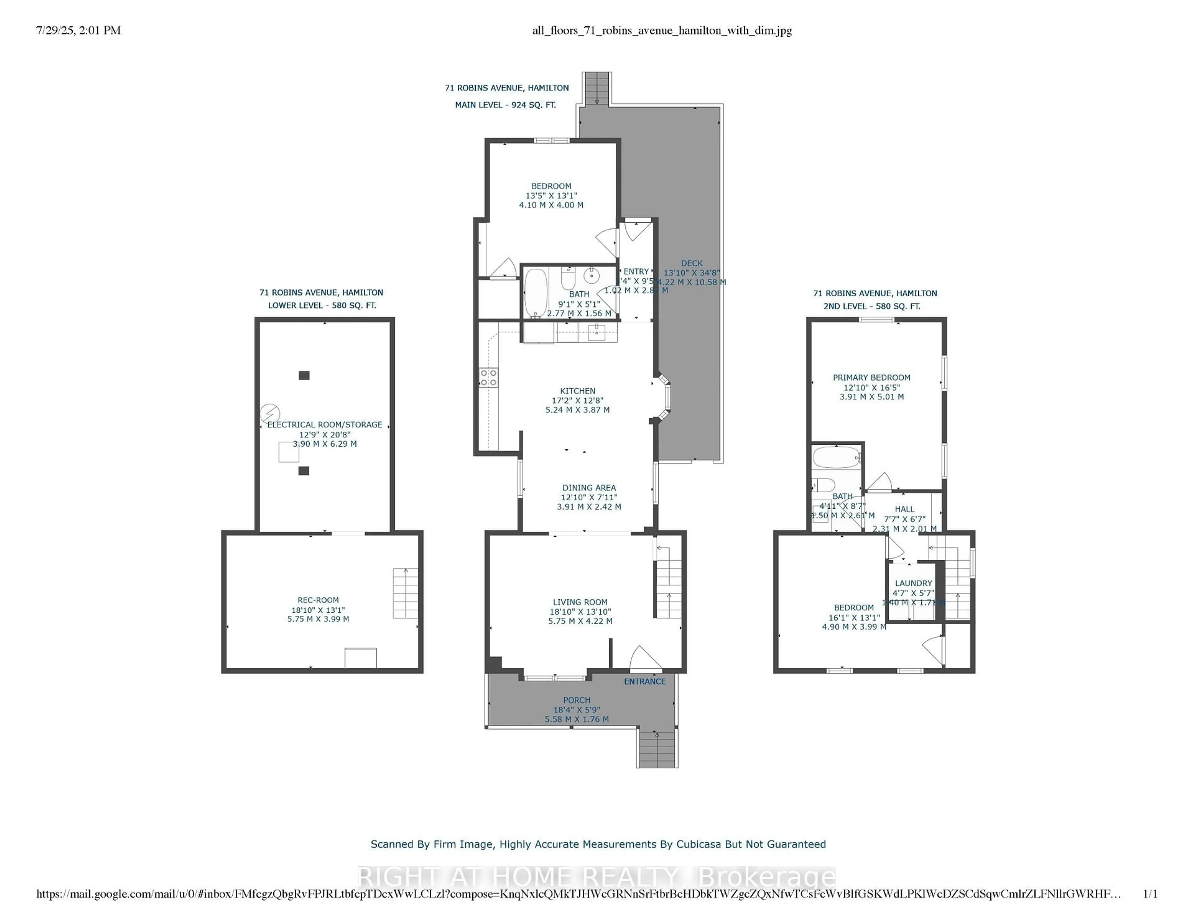 Floor plan for 71 Robins Ave, Hamilton Ontario L8H 4N3