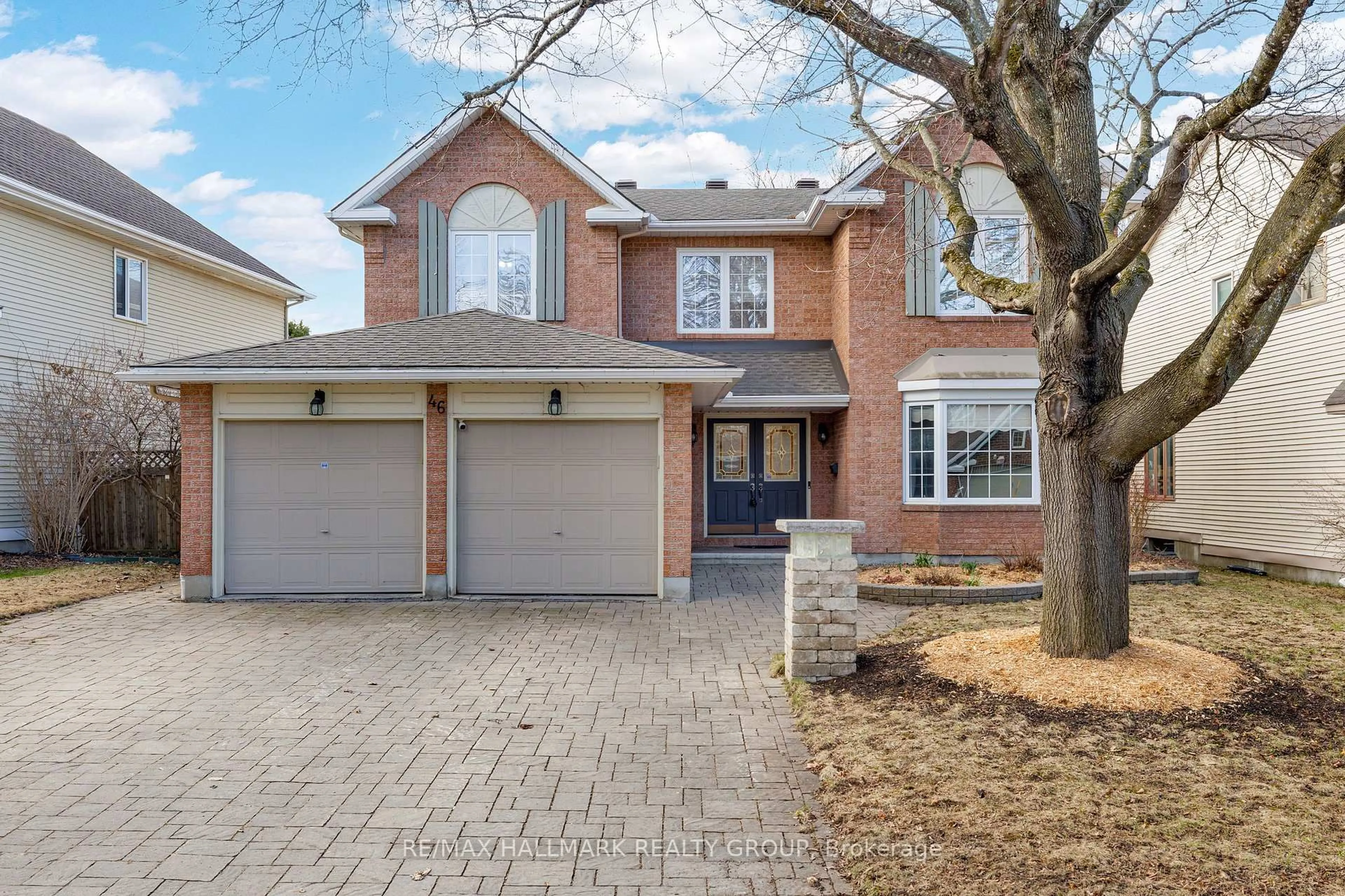 Home with brick exterior material, street for 46 Beddington Ave, Barrhaven Ontario K2J 3N3