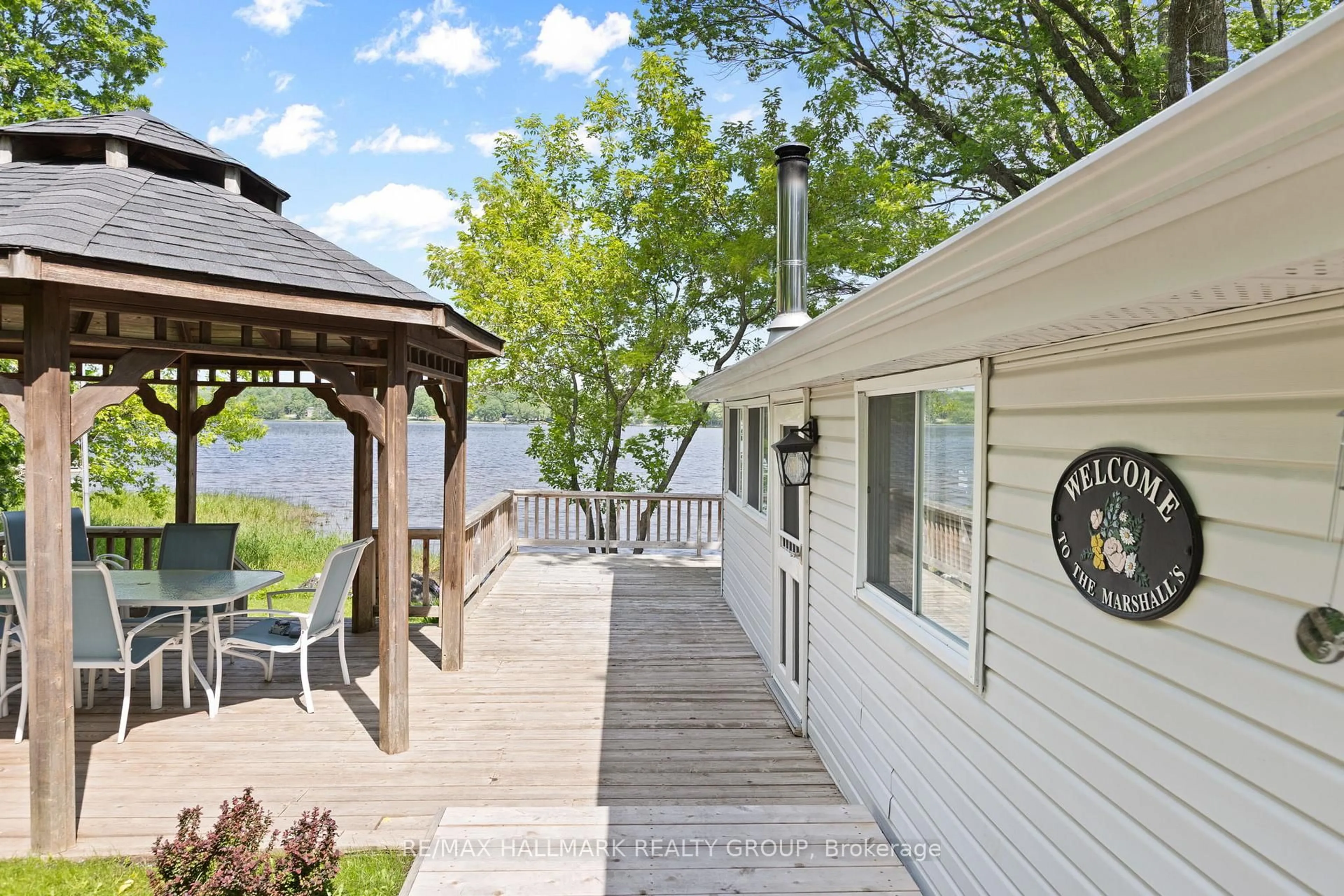 Patio, water/lake/river/ocean view for 118 Hall Shore Rd, Mcdonalds Corners Ontario K0G 1M0