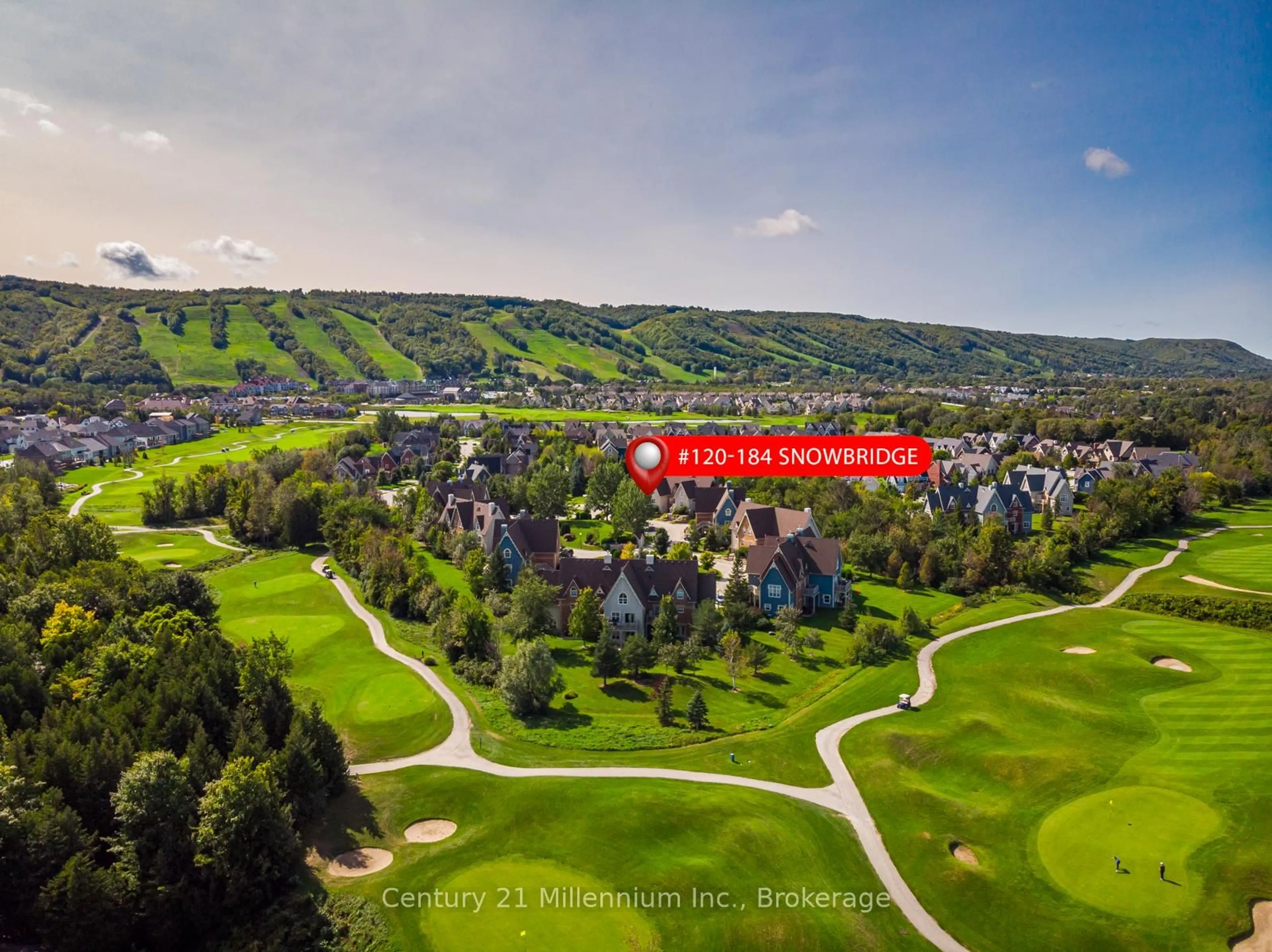 A pic from outside/outdoor area/front of a property/back of a property/a pic from drone, mountain view for 184 Snowbridge Way #120, Blue Mountains Ontario L9Y 3Z2