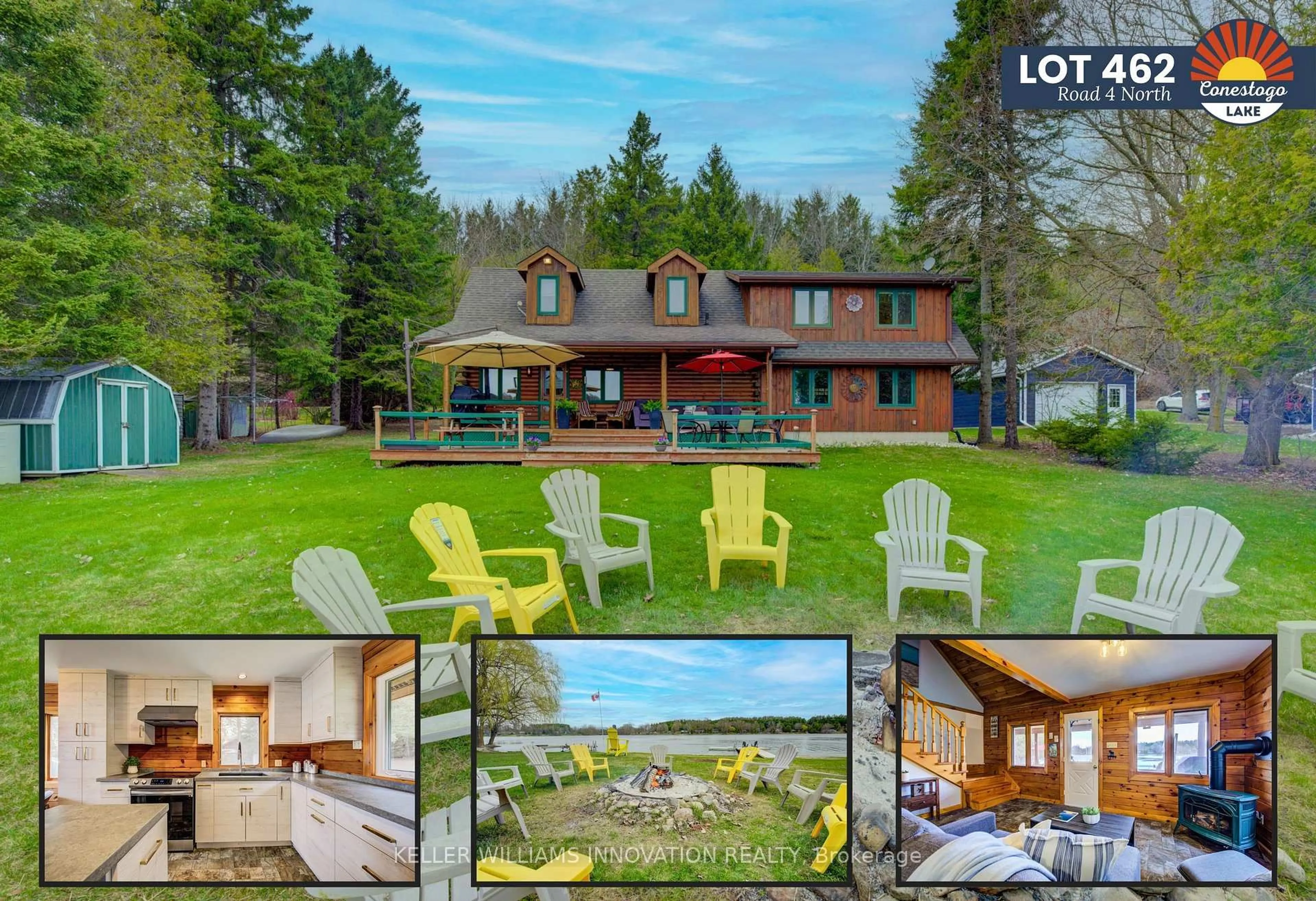 A pic from outside/outdoor area/front of a property/back of a property/a pic from drone, water/lake/river/ocean view for 462 Road 4 North, Mapleton Ontario N0B 2S0