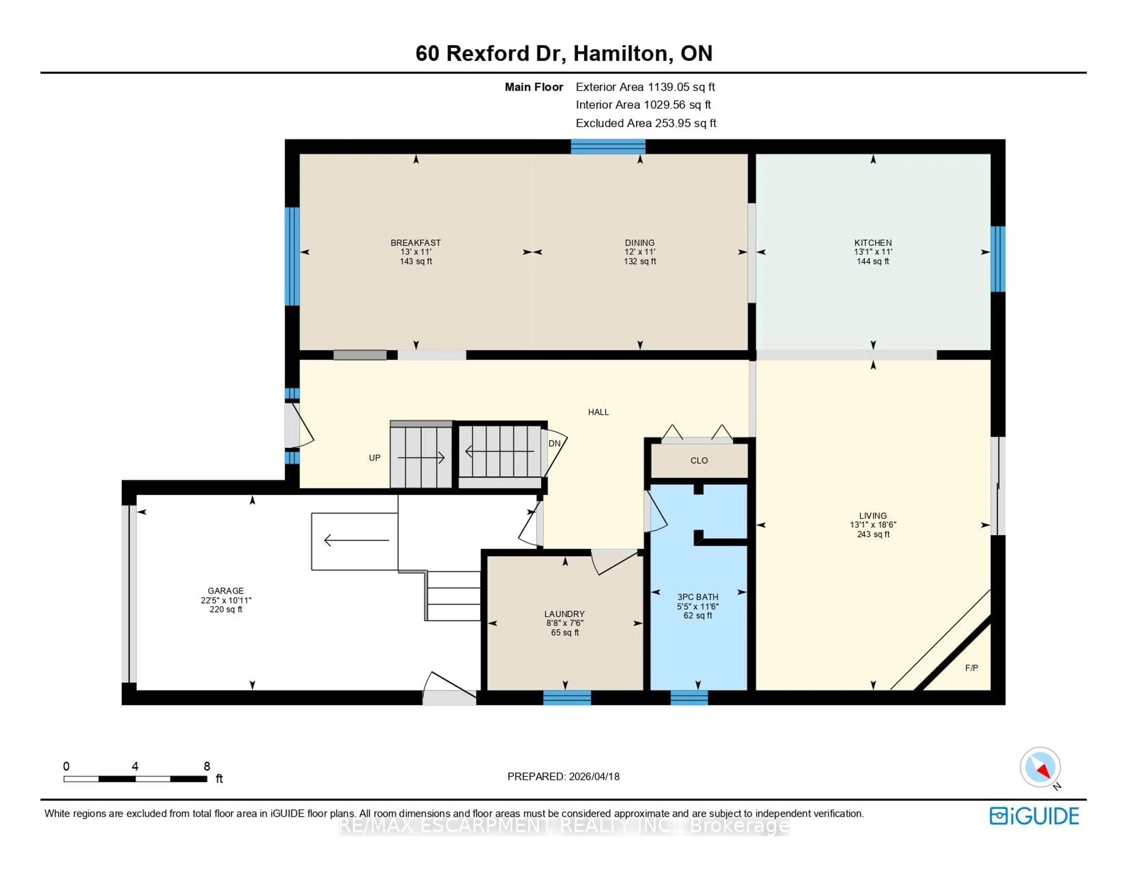Floor plan for 60 Rexford Dr, Hamilton Ontario L8W 2L9