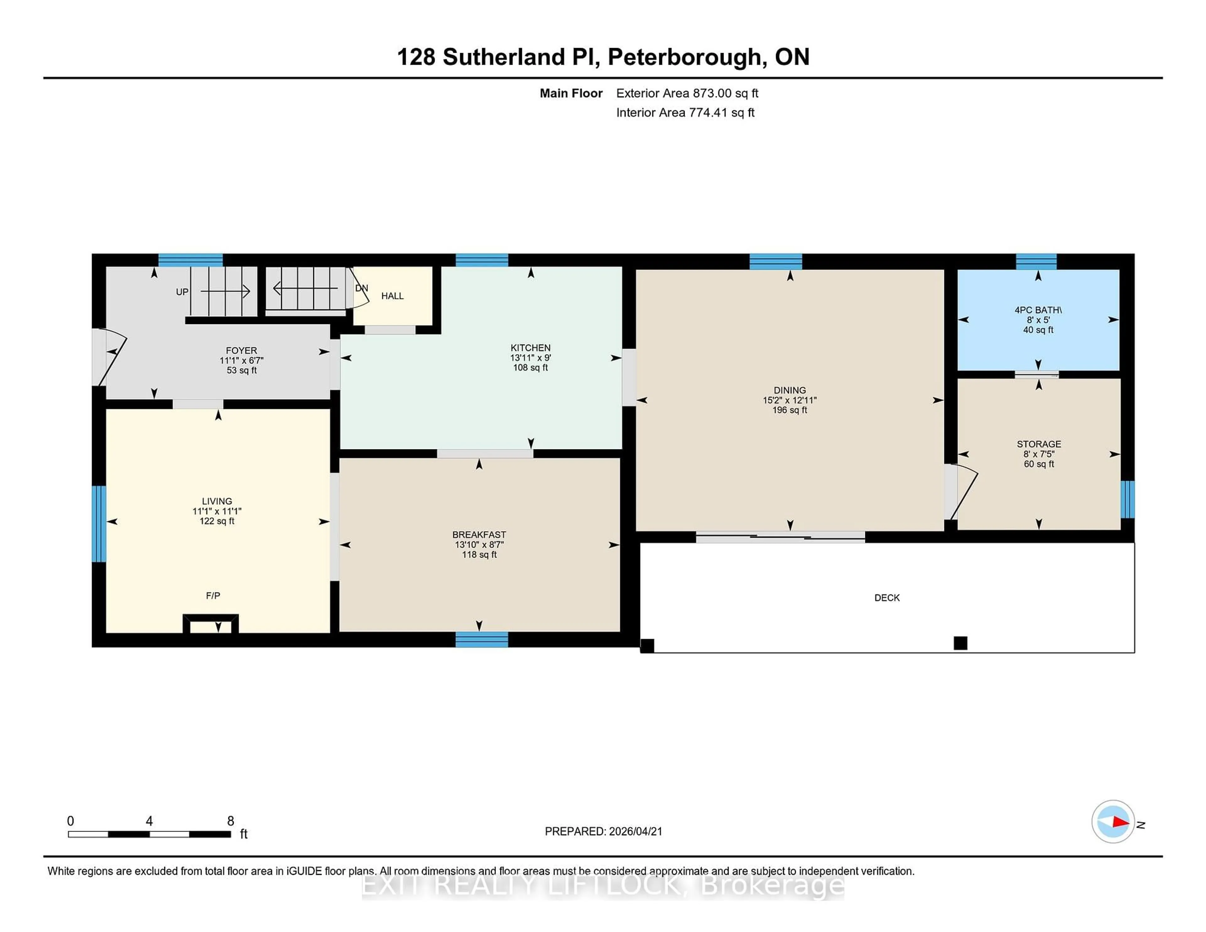 Floor plan for 128 Sutherland Pl, Peterborough Ontario K9H 1J1