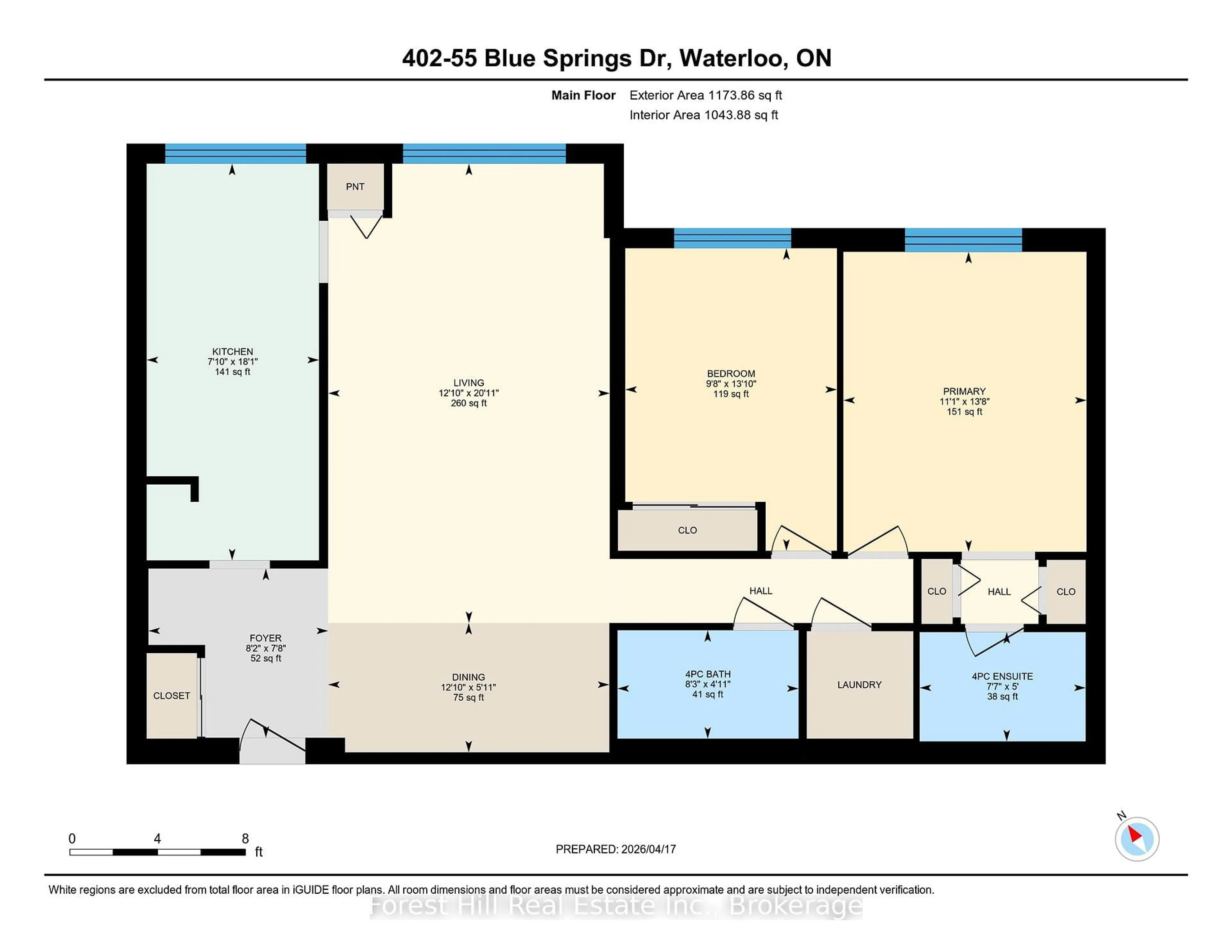 Floor plan for 55 Blue Springs Dr #402, Waterloo Ontario N2J 4T3