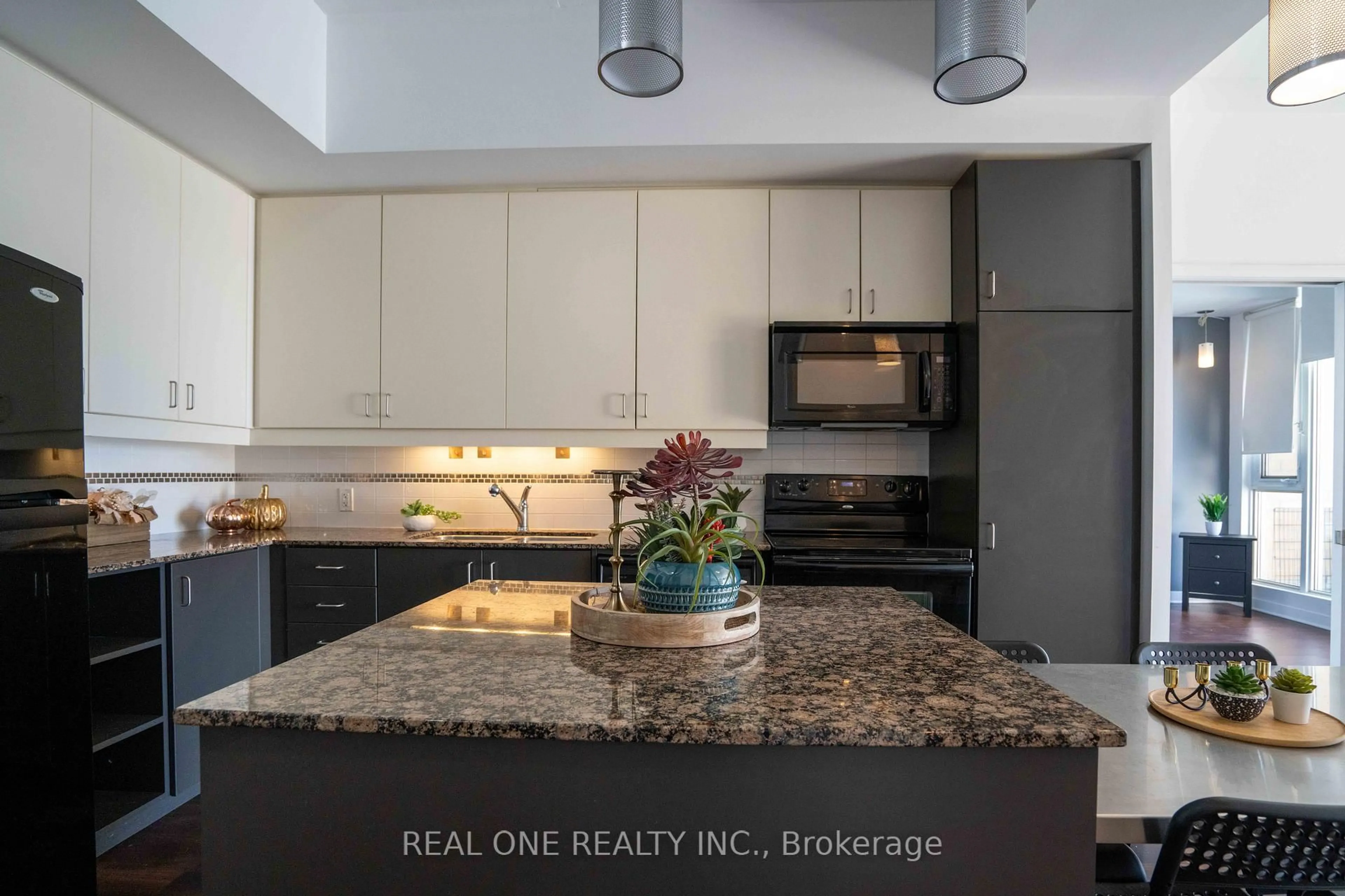 Open concept kitchen, ceramic/tile floor for 191 king St #703, Waterloo Ontario N2J 1R1