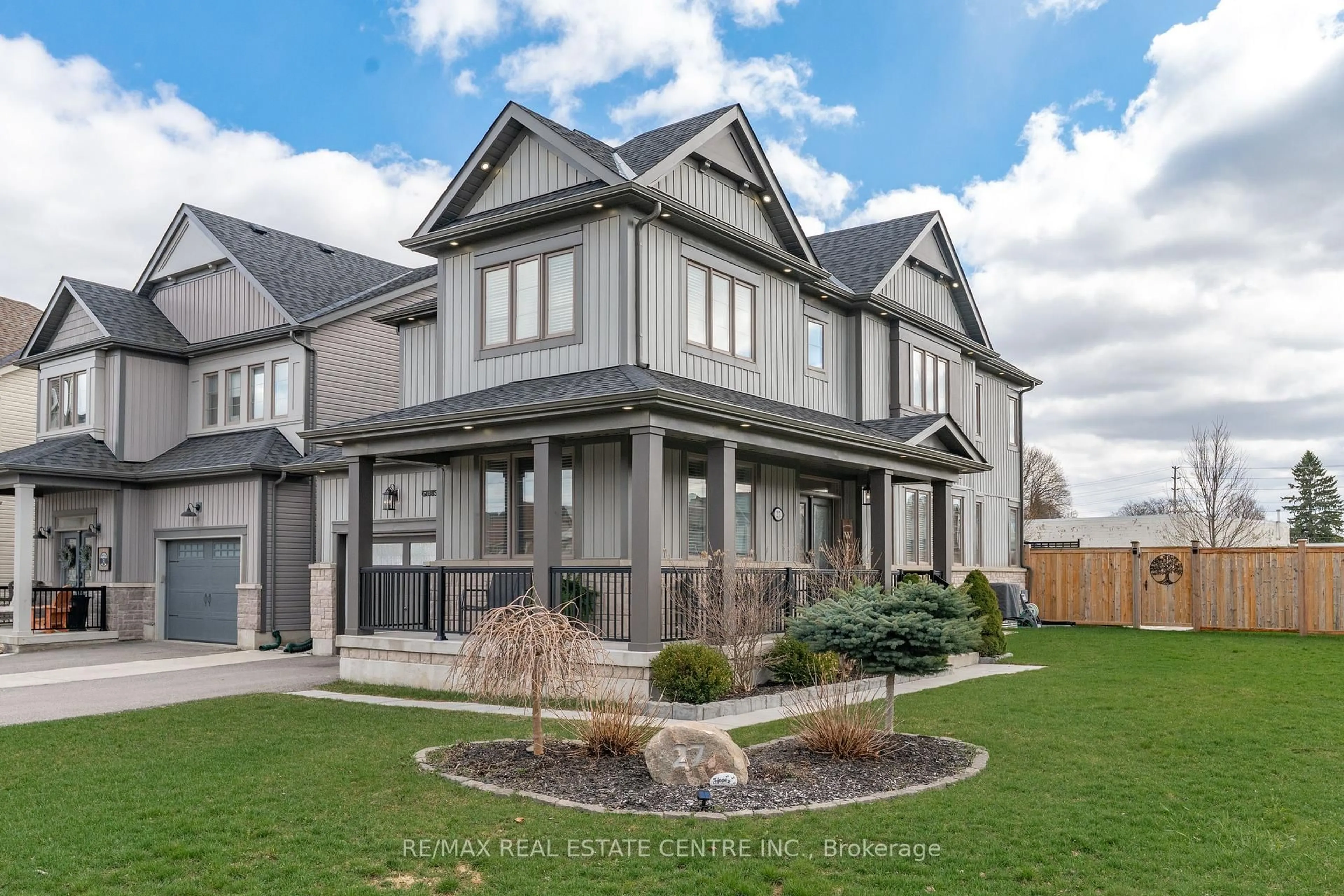 Home with brick exterior material, street for 27 Gibbs Way, Centre Wellington Ontario N1M 0G7