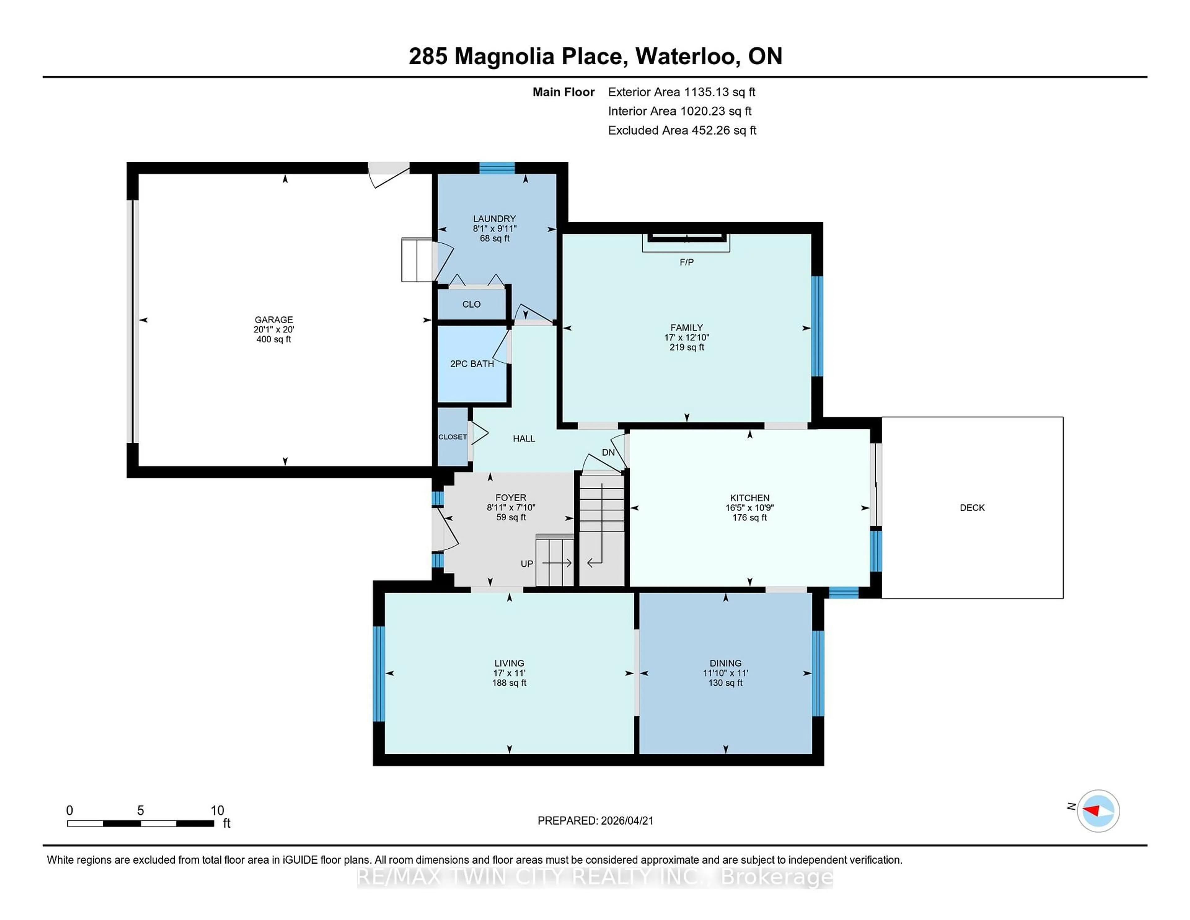 Floor plan for 285 Magnolia Pl, Waterloo Ontario N2V 2A3