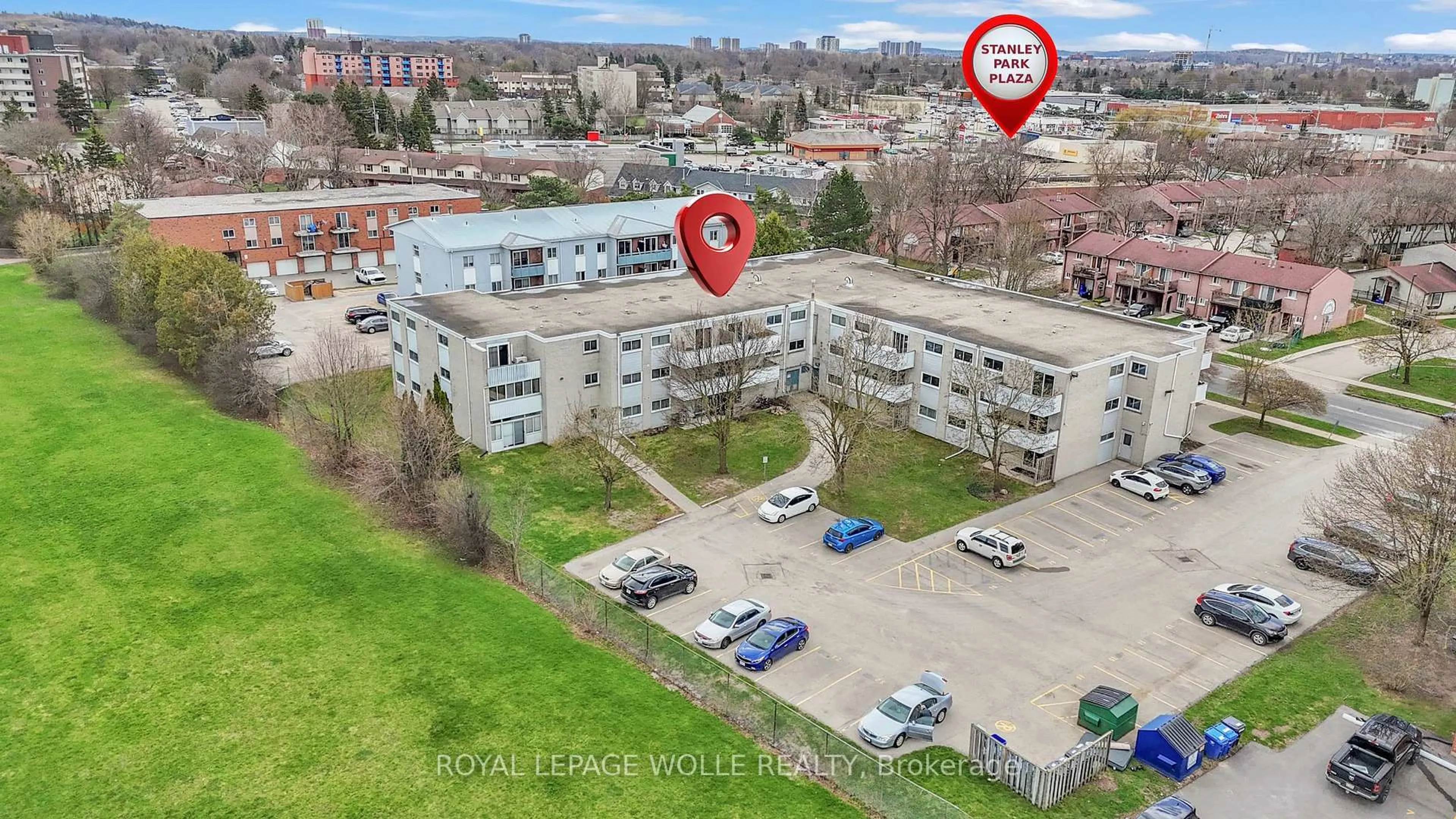 A pic from outside/outdoor area/front of a property/back of a property/a pic from drone, city buildings view from balcony for 80 Breckenridge Dr #107, Kitchener Ontario N2B 2N9