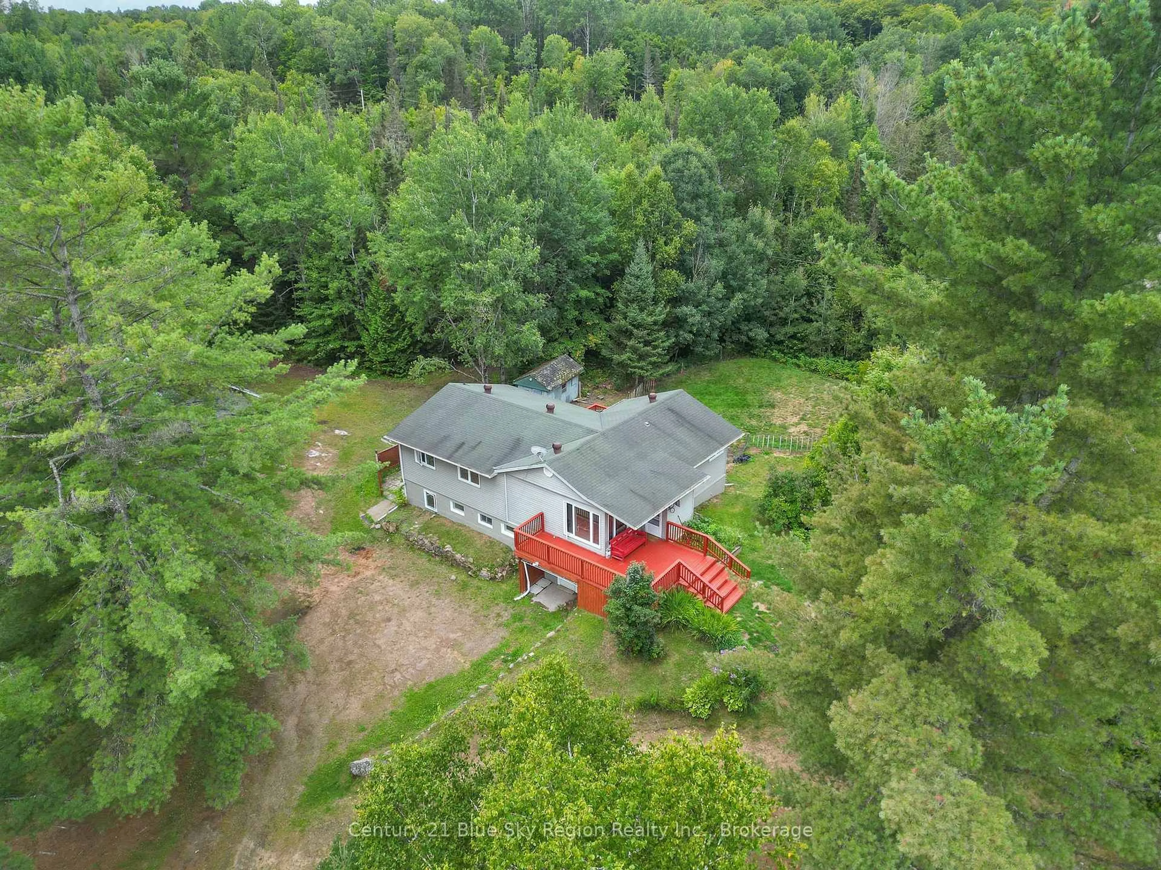 A pic from outside/outdoor area/front of a property/back of a property/a pic from drone, forest/trees view for 525 Maple Rd, Bonfield Ontario P0H 1E0