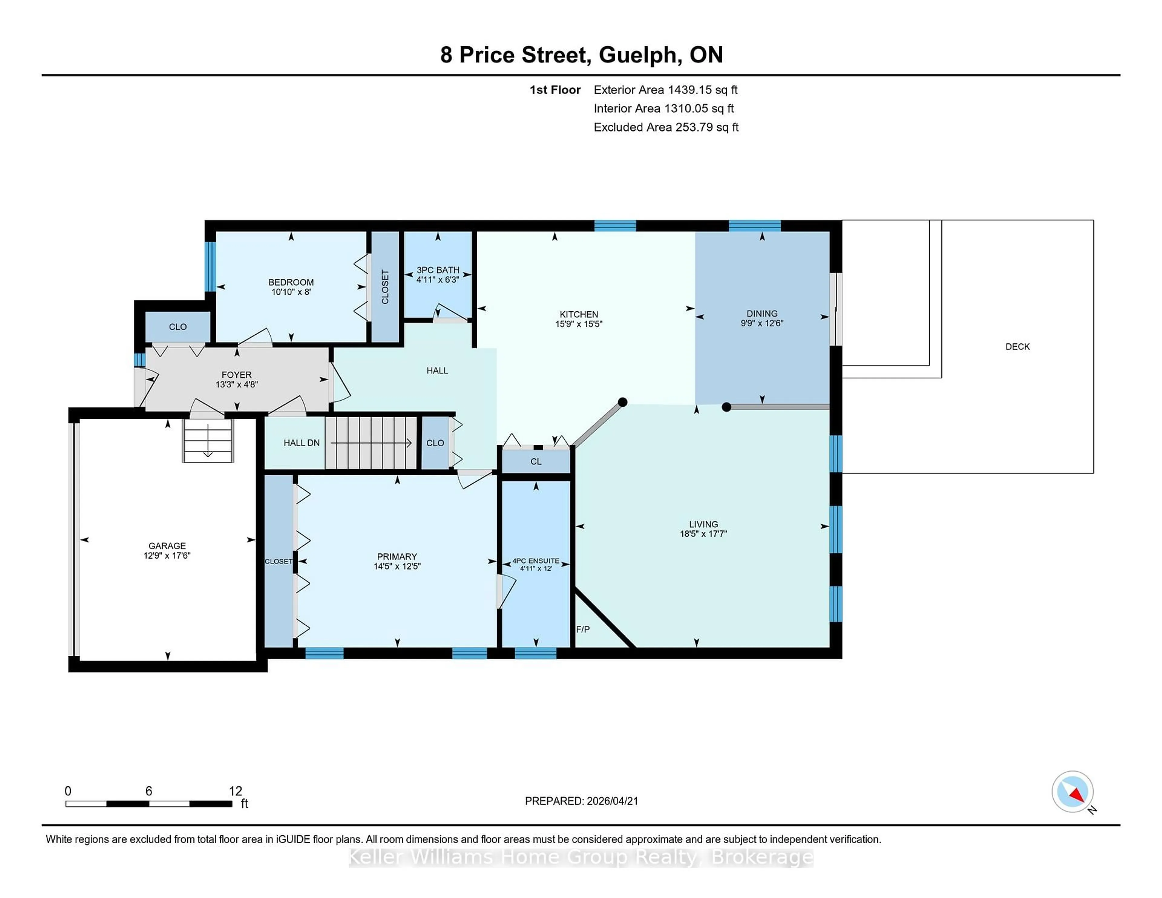 Floor plan for 8 Price St, Guelph Ontario N1E 0E3