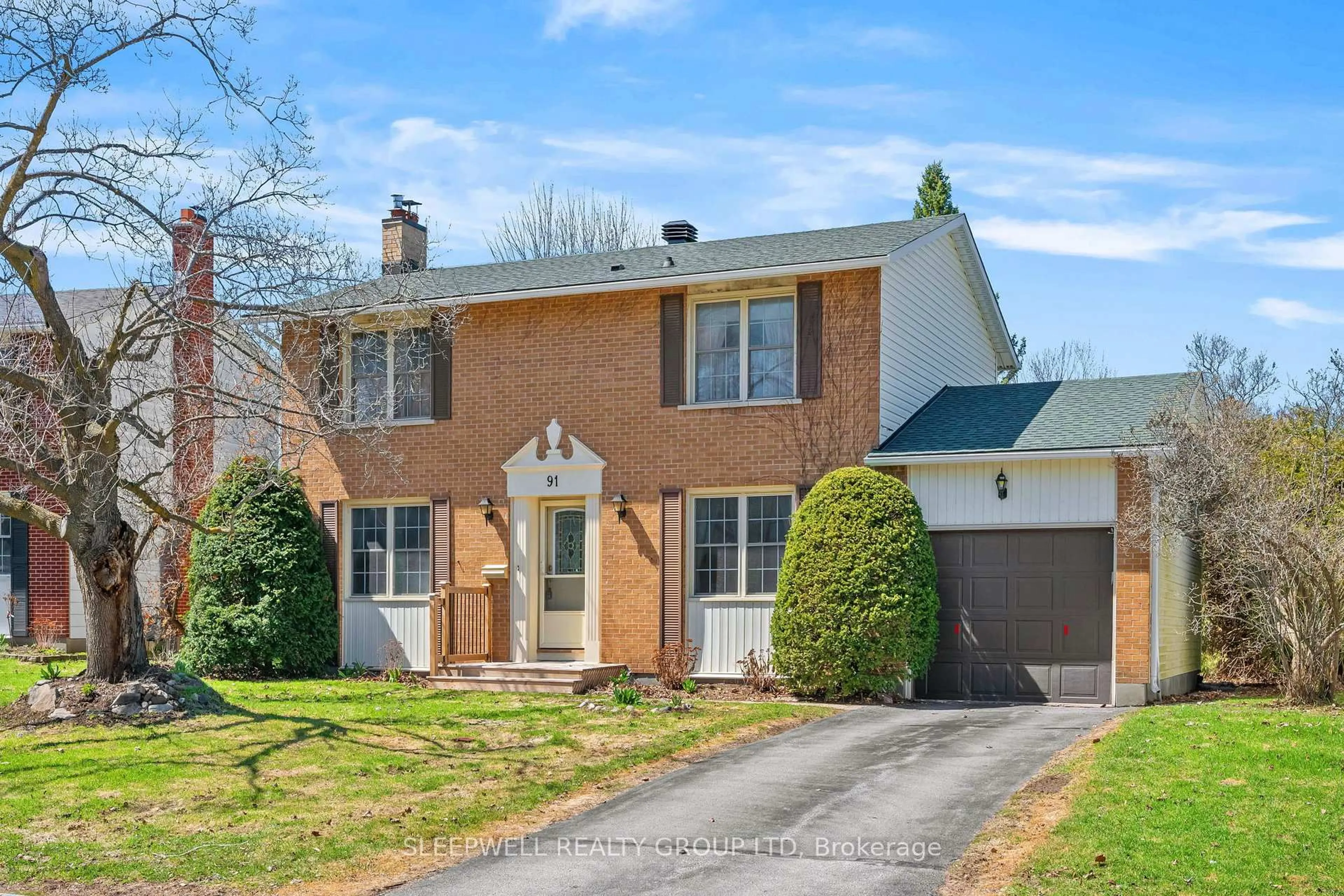 Home with brick exterior material, street for 91 Country Lane, Ottawa Ontario K2L 1J4