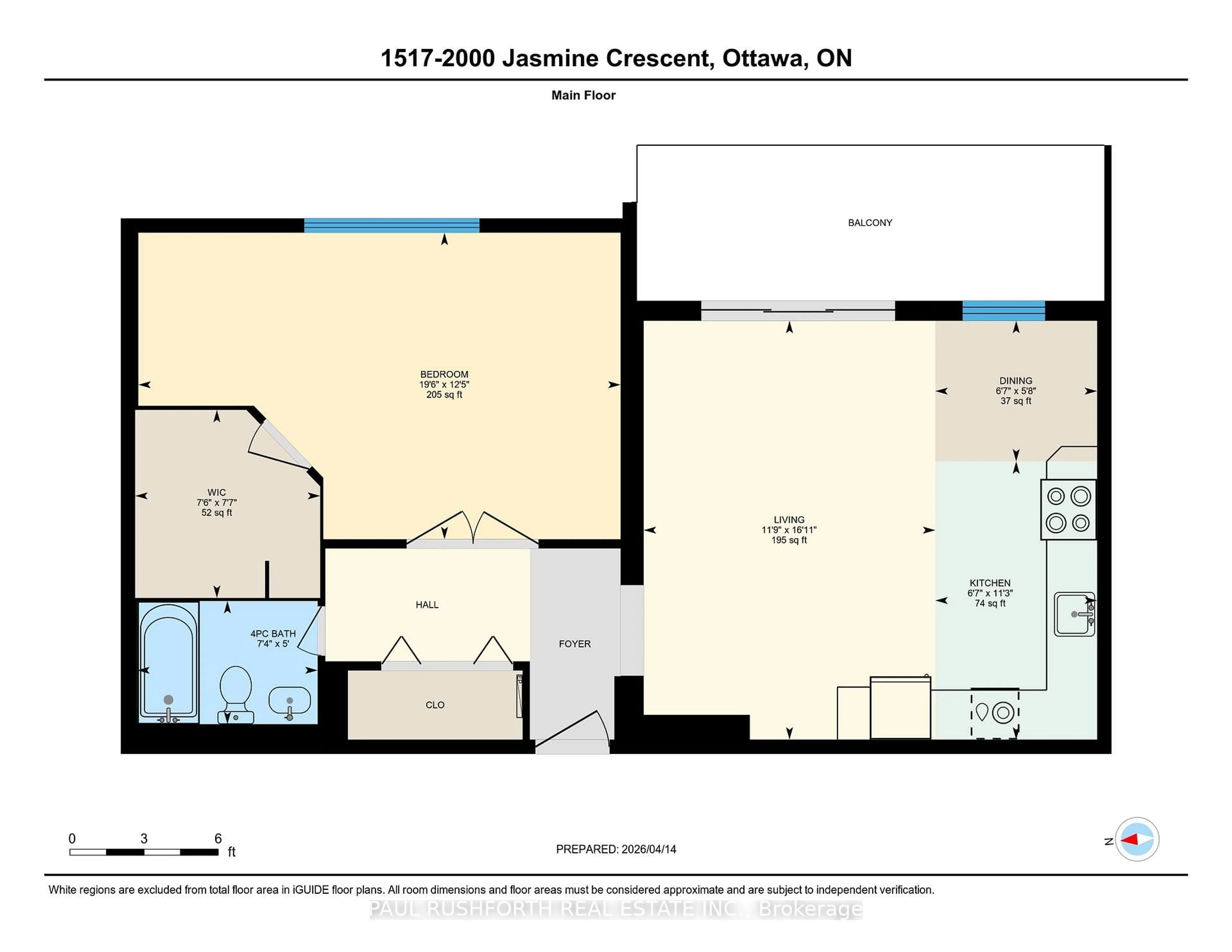 Floor plan for 2000 Jasmine Cres #1517, Ottawa Ontario K1J 8K4