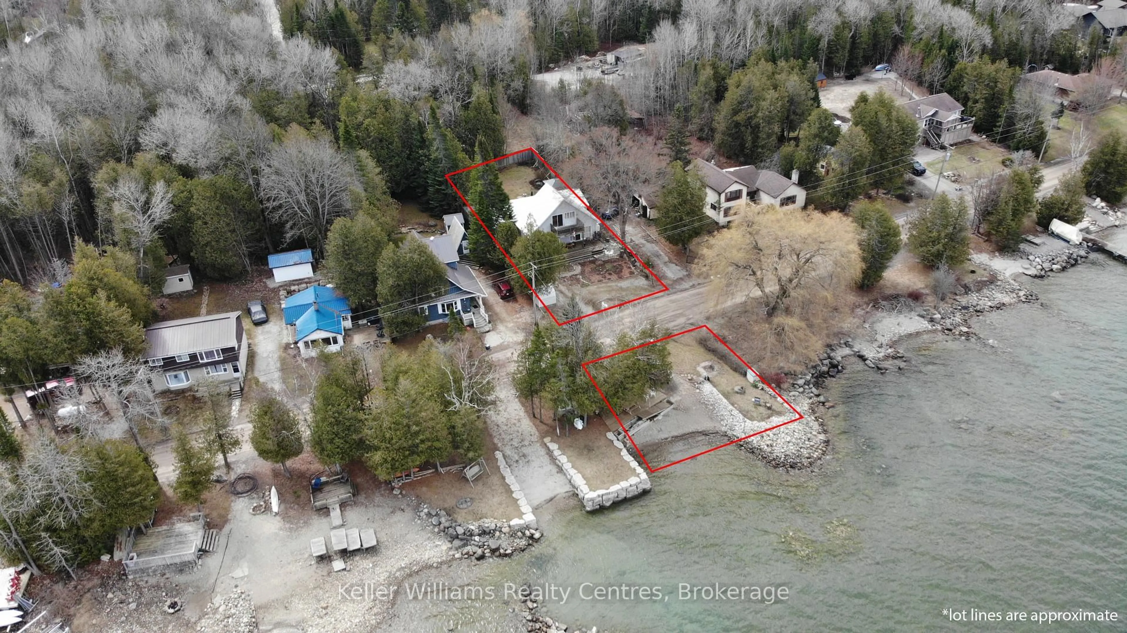 A pic from outside/outdoor area/front of a property/back of a property/a pic from drone, water/lake/river/ocean view for 98 Hope Bay Rd, South Bruce Peninsula Ontario N0H 2T0
