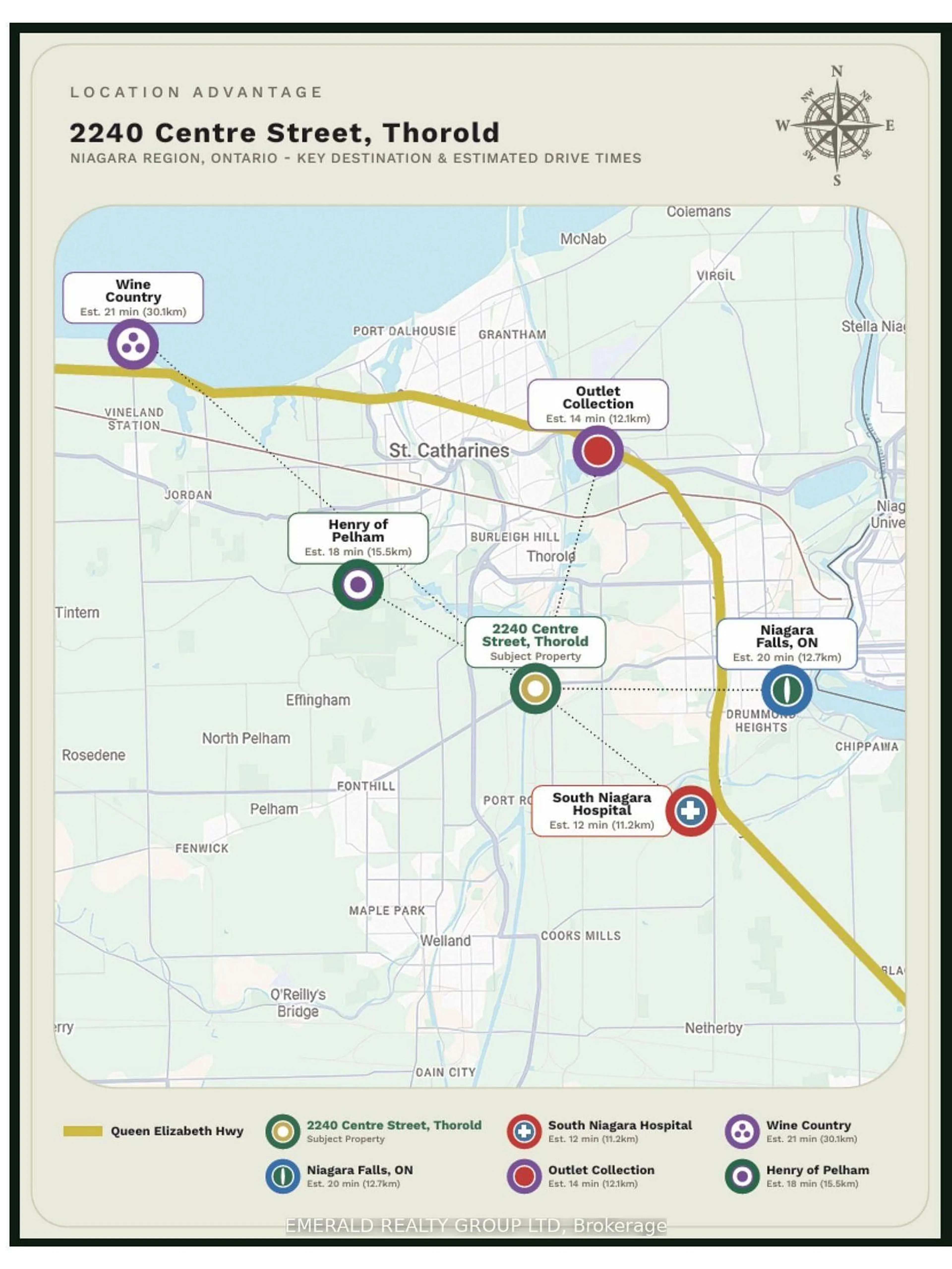 Picture of a map for 2240 Centre St, Thorold Ontario L2V 2J9