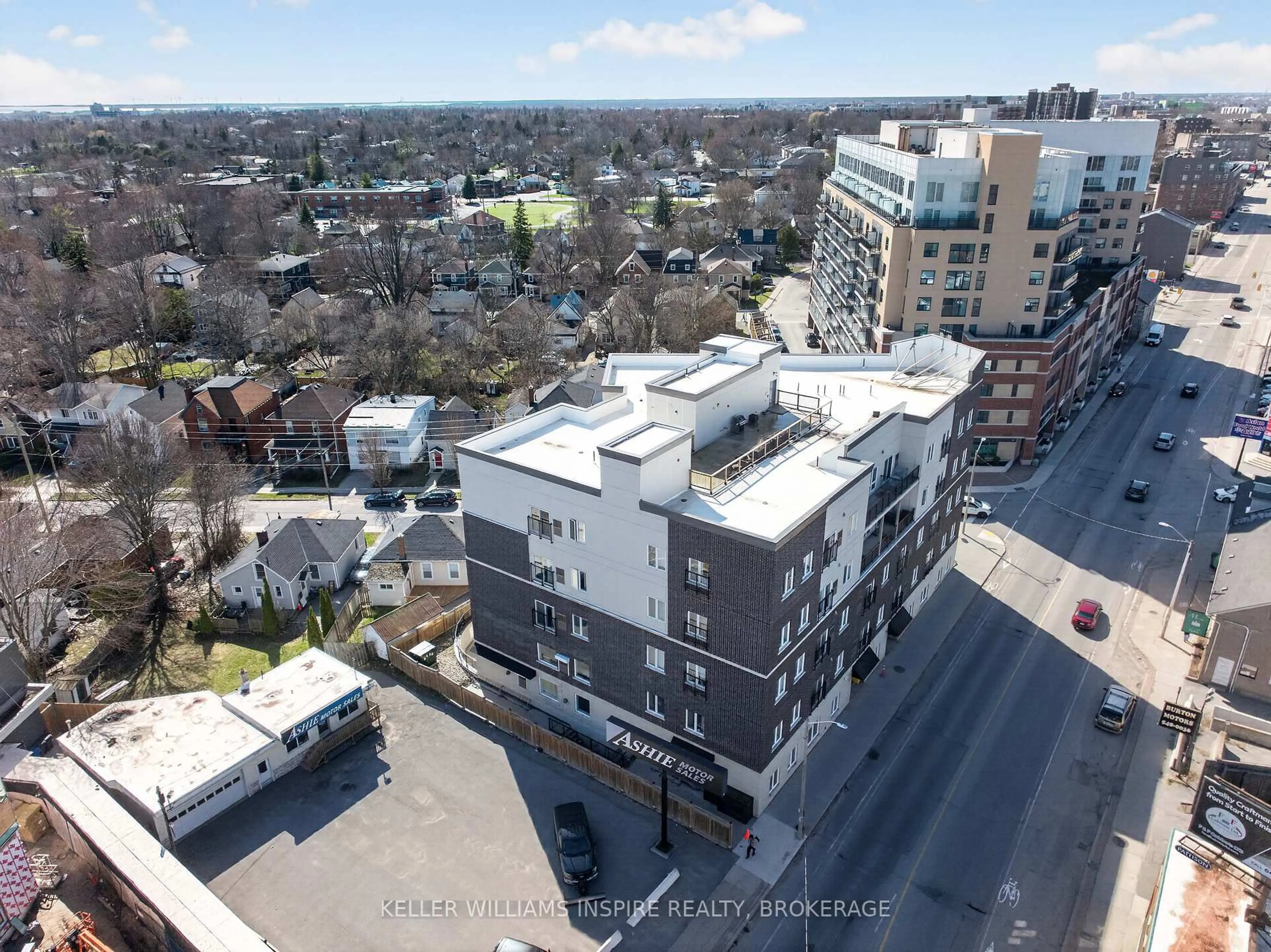 A pic from outside/outdoor area/front of a property/back of a property/a pic from drone, city buildings view from balcony for 630 Princess St #207, Kingston Ontario K7L 1E2