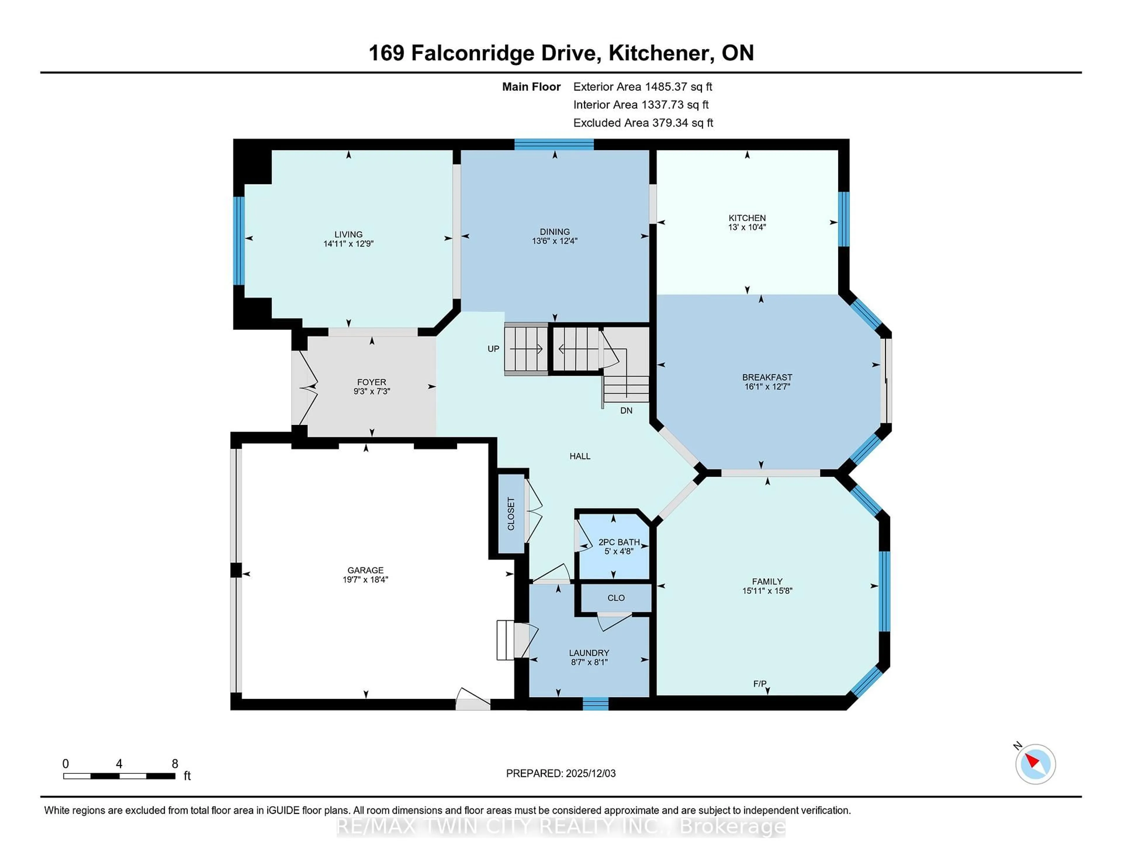Floor plan for 169 Falconridge Dr, Kitchener Ontario N2K 4J9