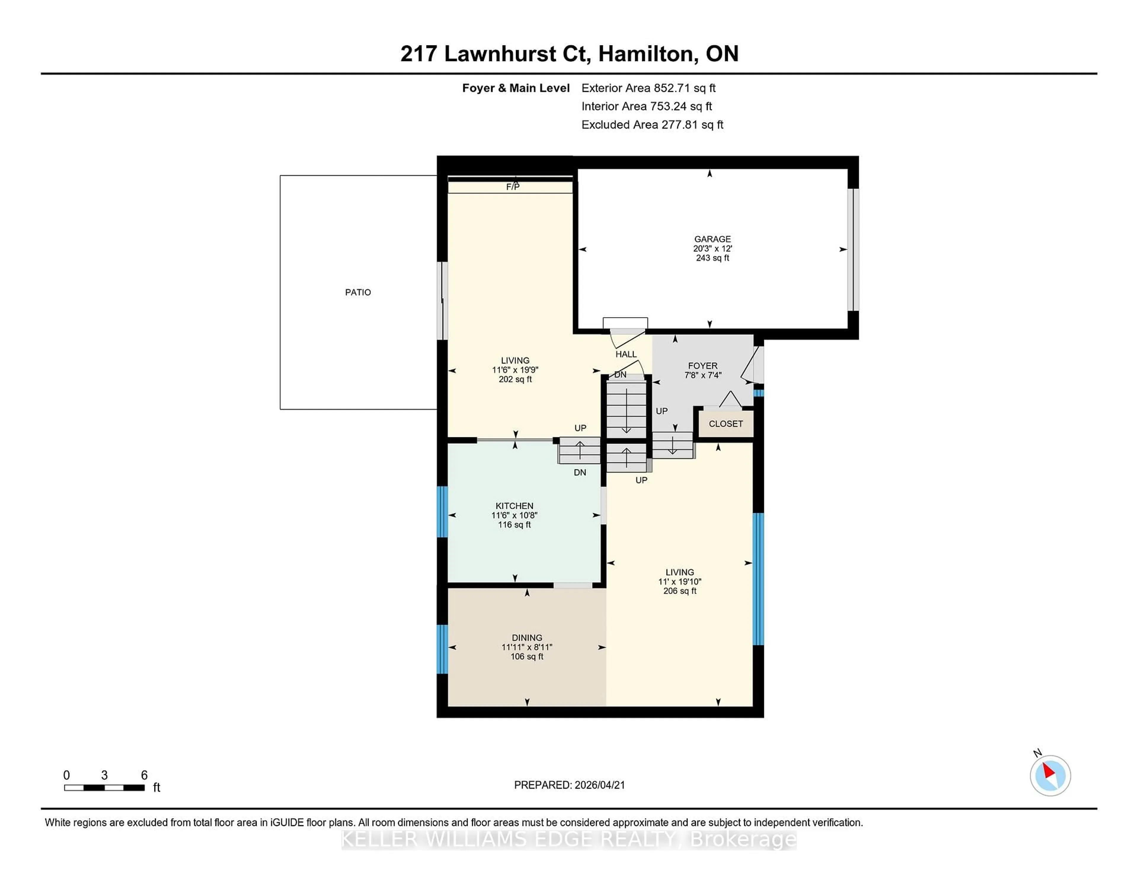 Floor plan for 217 Lawnhurst Crt, Hamilton Ontario L8V 4R4