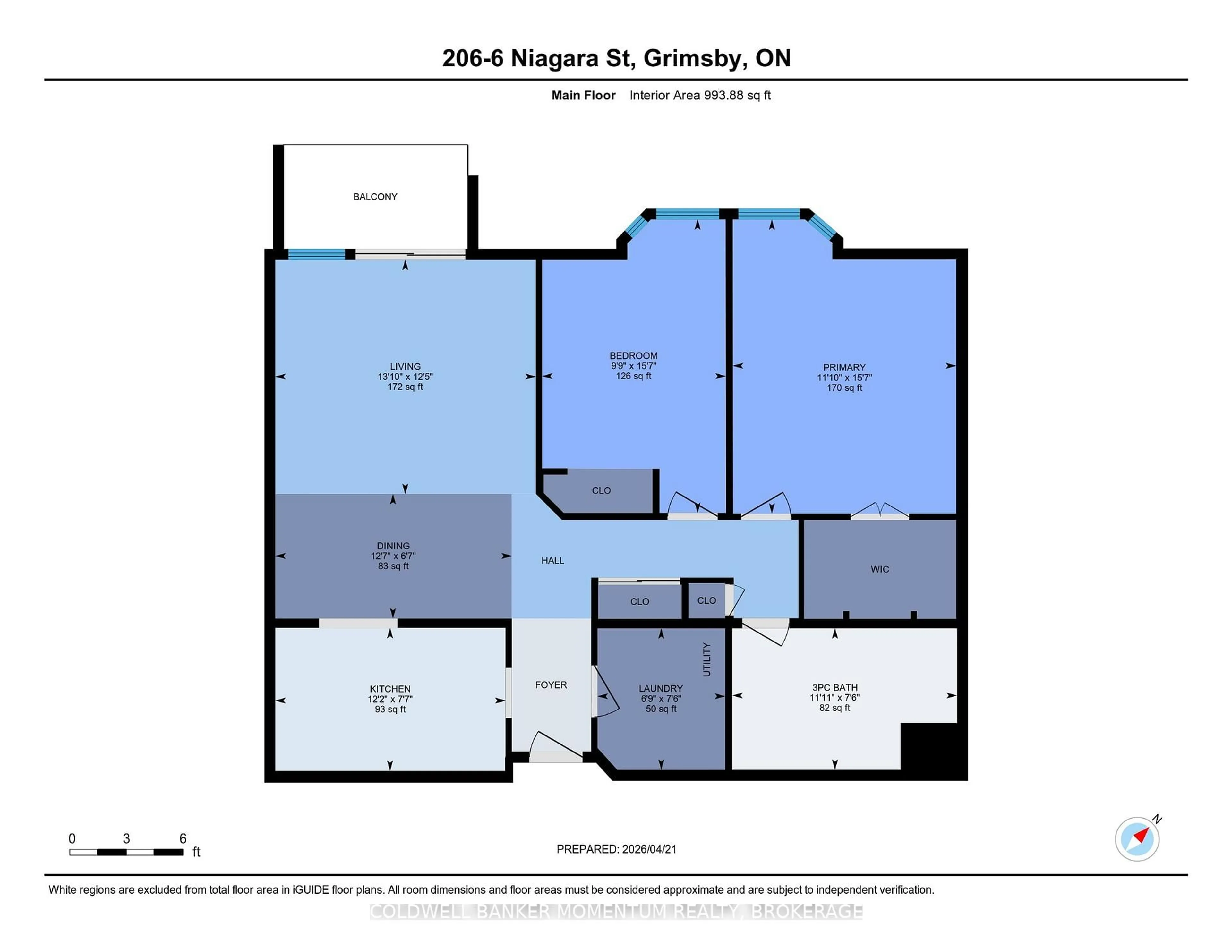 Floor plan for 6 NIAGARA St #206, Grimsby Ontario L3M 5A4