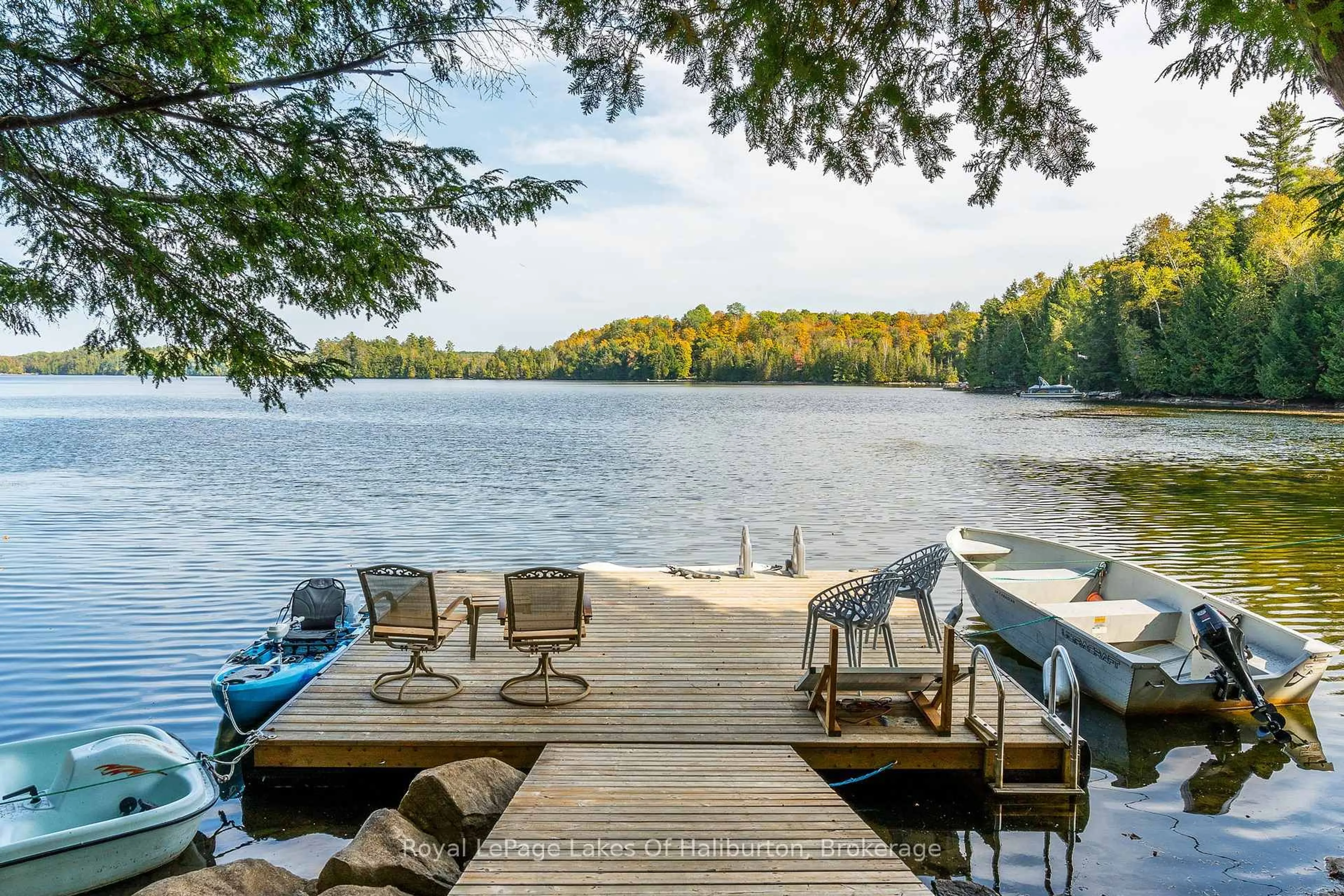 Patio, water/lake/river/ocean view for 48 Russell Dr, Highlands East Ontario K0M 2A0