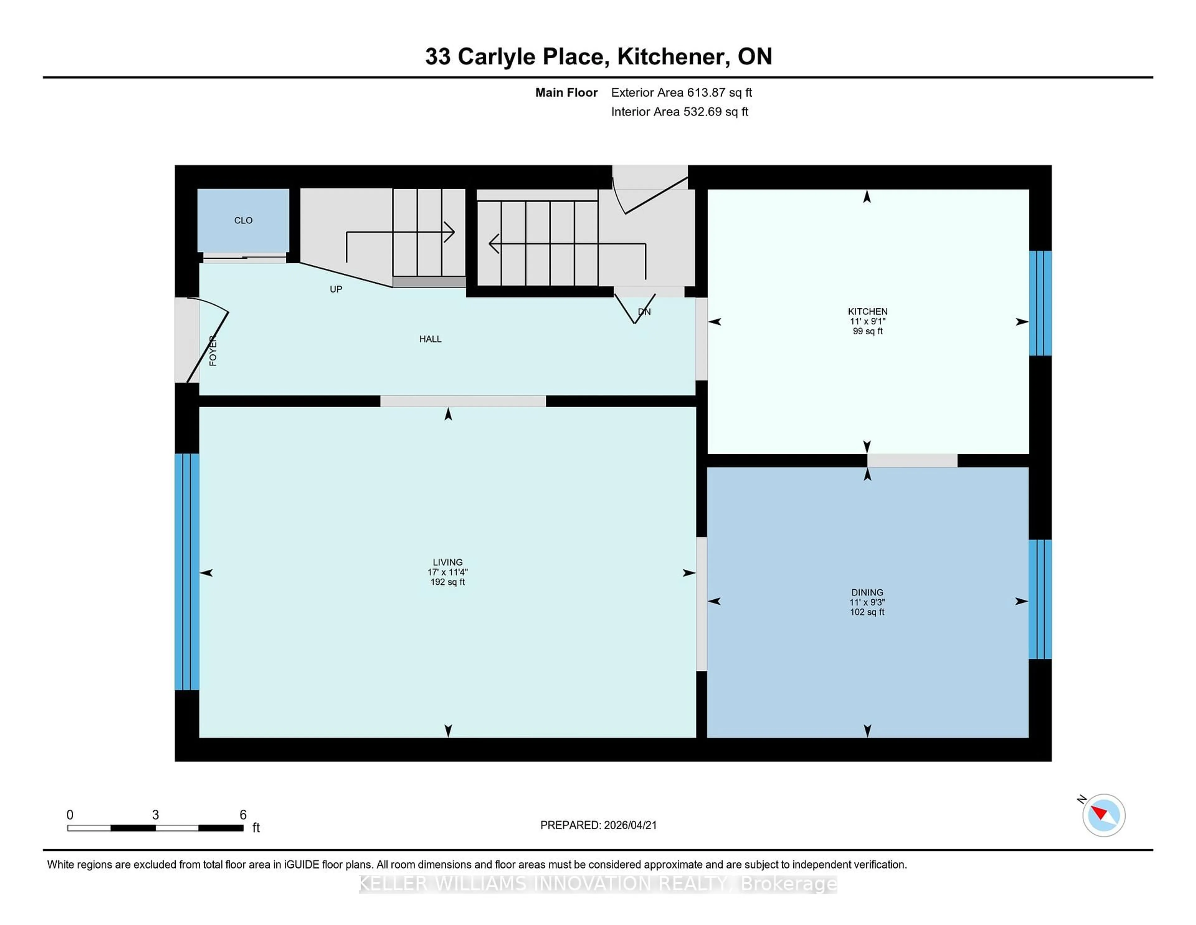 Floor plan for 33 Carlyle Pl, Kitchener Ontario N2P 1R6