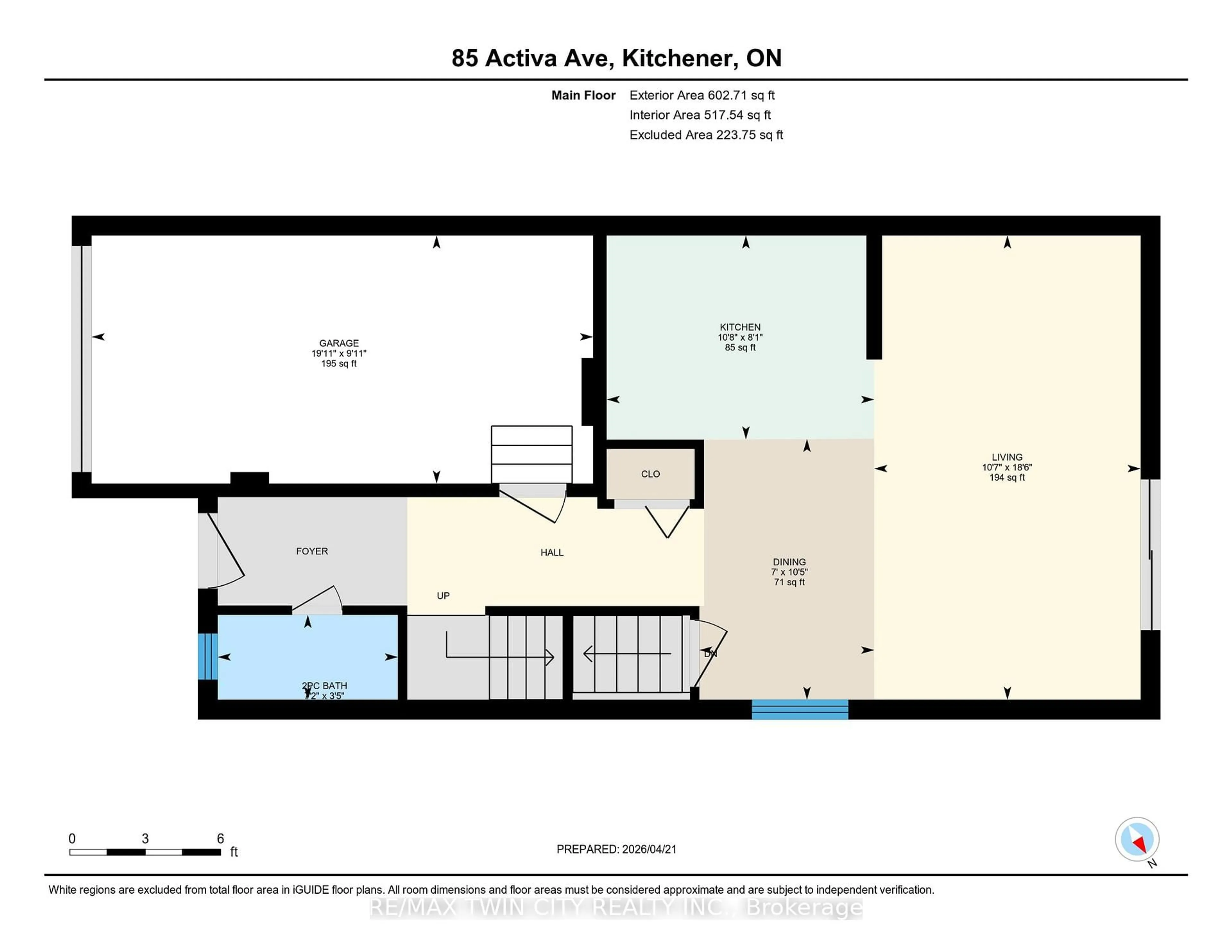 Floor plan for 85 Activa Ave, Kitchener Ontario N2E 3R4