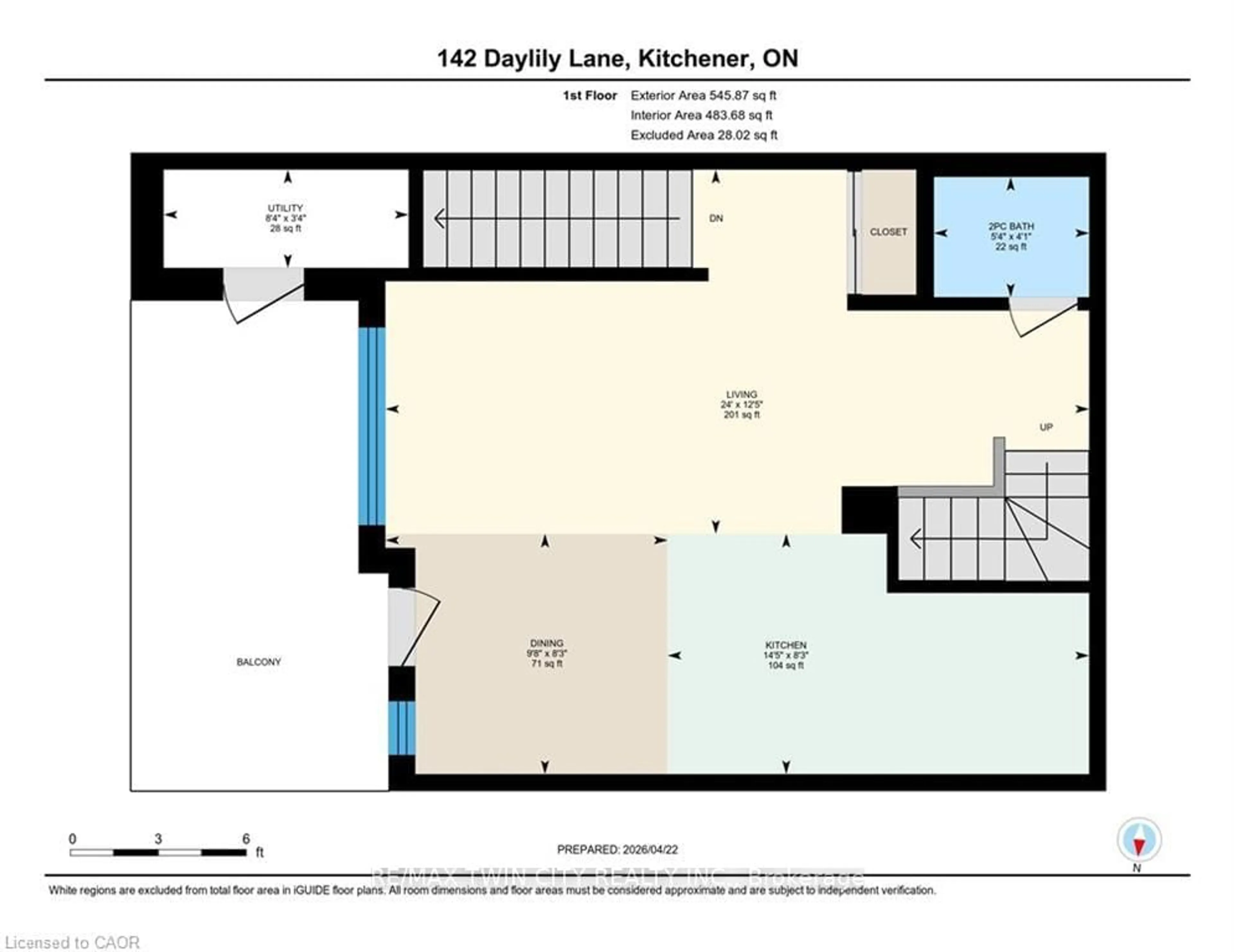 Floor plan for 142 DAYLILY Lane, Kitchener Ontario N2R 0L7